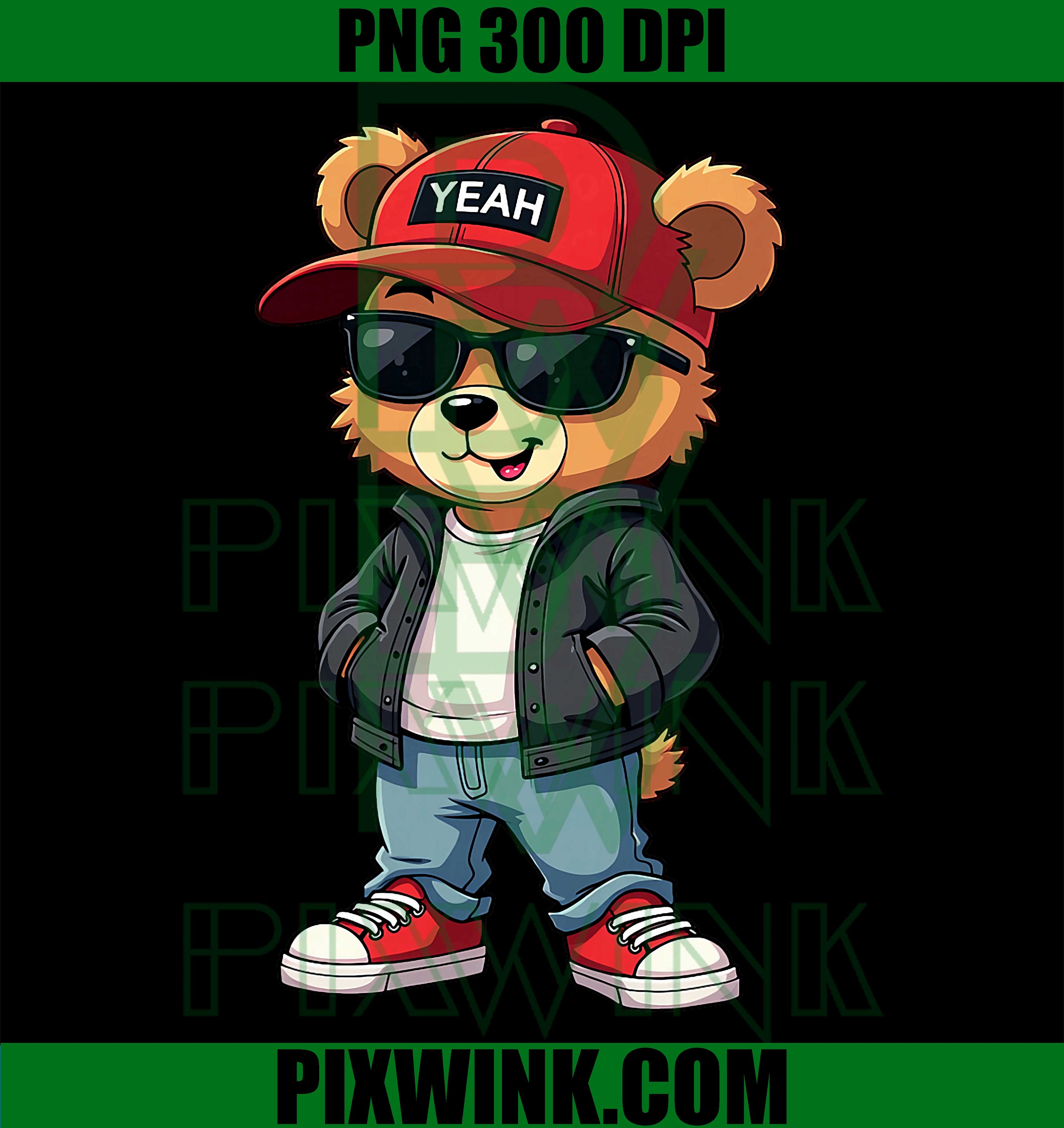 Punk Teddy Bear PNG, Rapper Teddy Bear PNG, Hip Hop Bear PNG