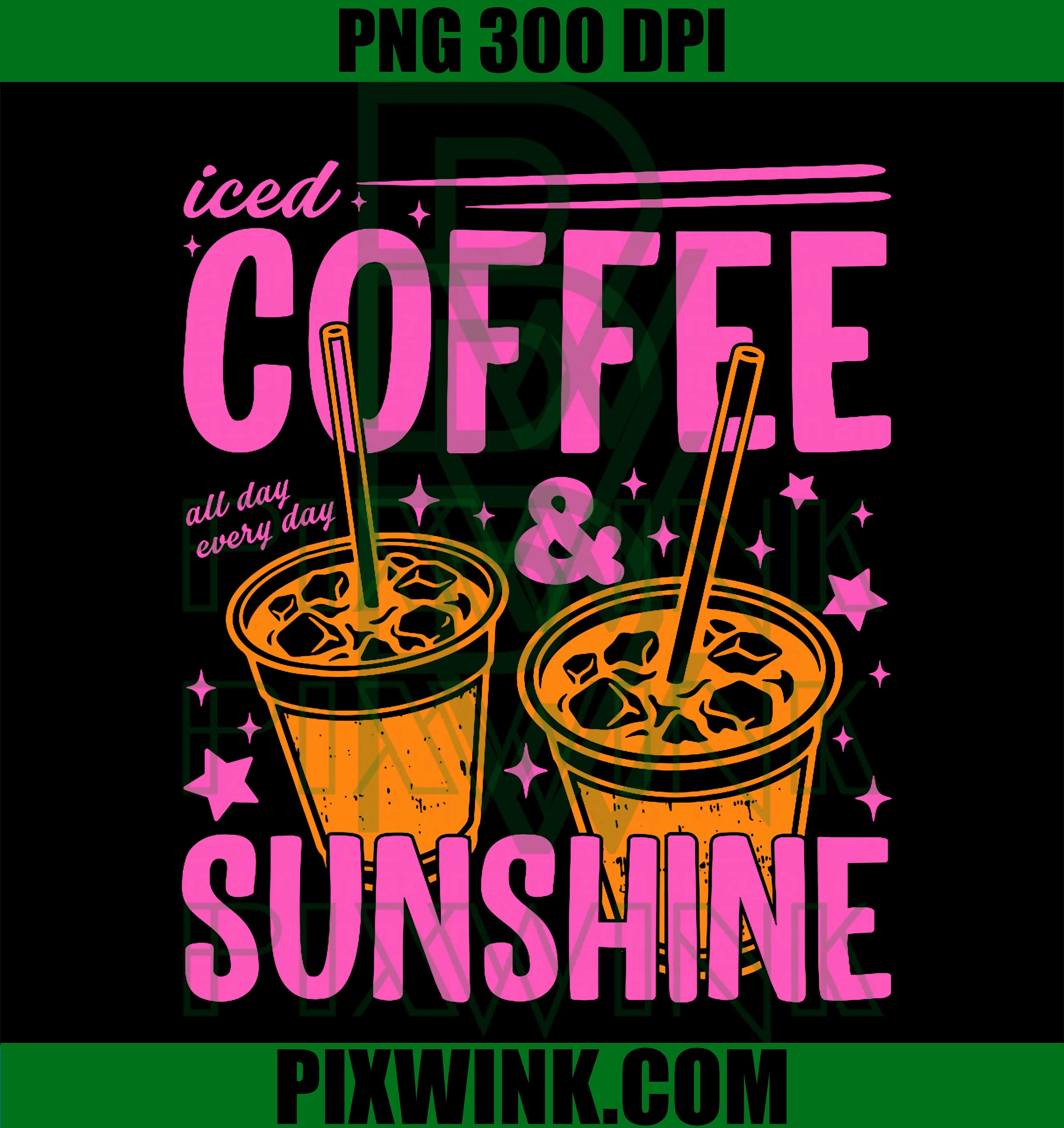 Retro Iced Coffee Sunshine PNG, Funny Summer Vibes Vacation Design
