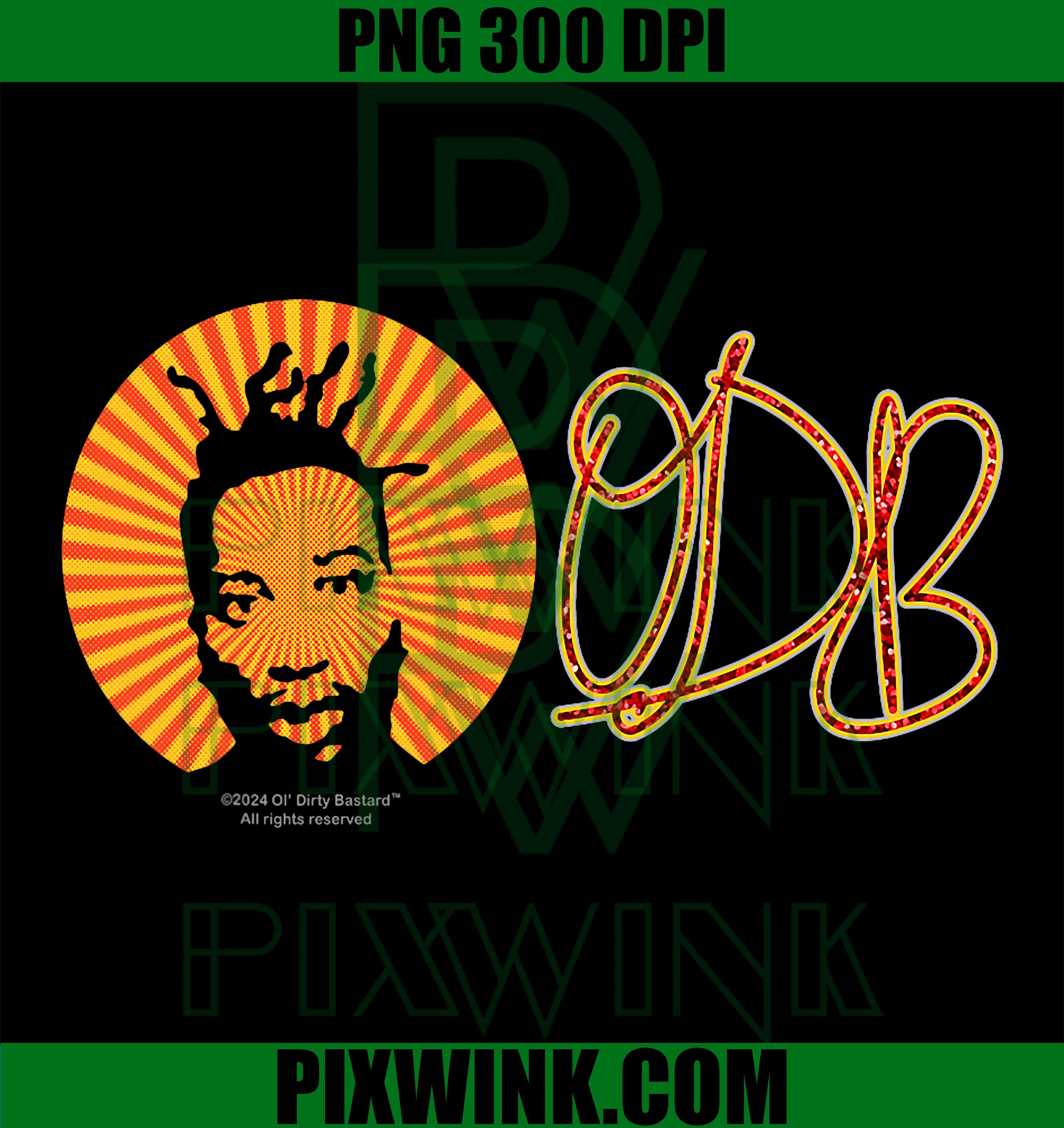 Ol Dirty Bastard Logo PNG, 90s Hip Hop PNG, Raw Bling Rap PNG