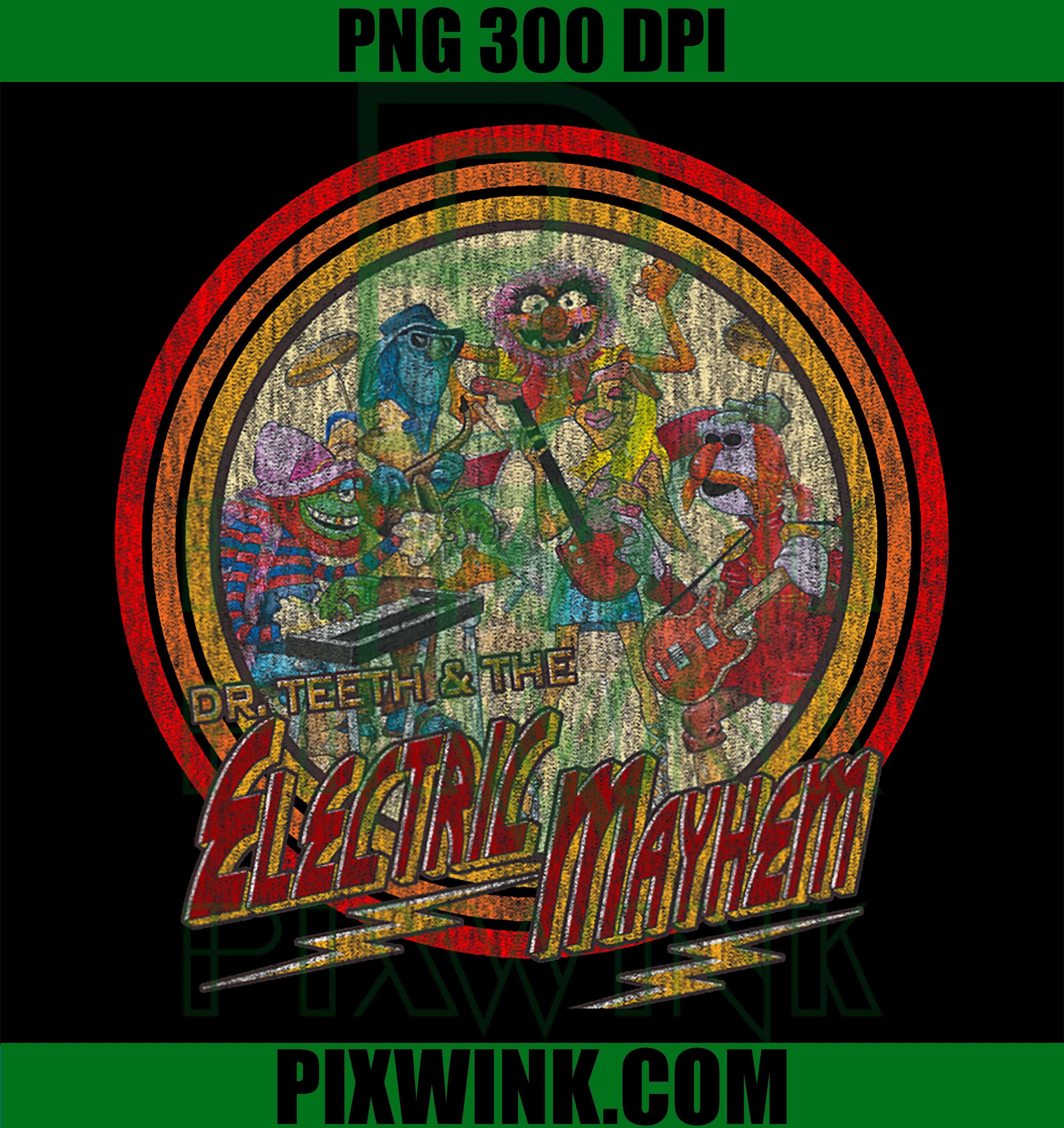 Disney The Muppets Electric Mayhem Vintage Band Poster PNG