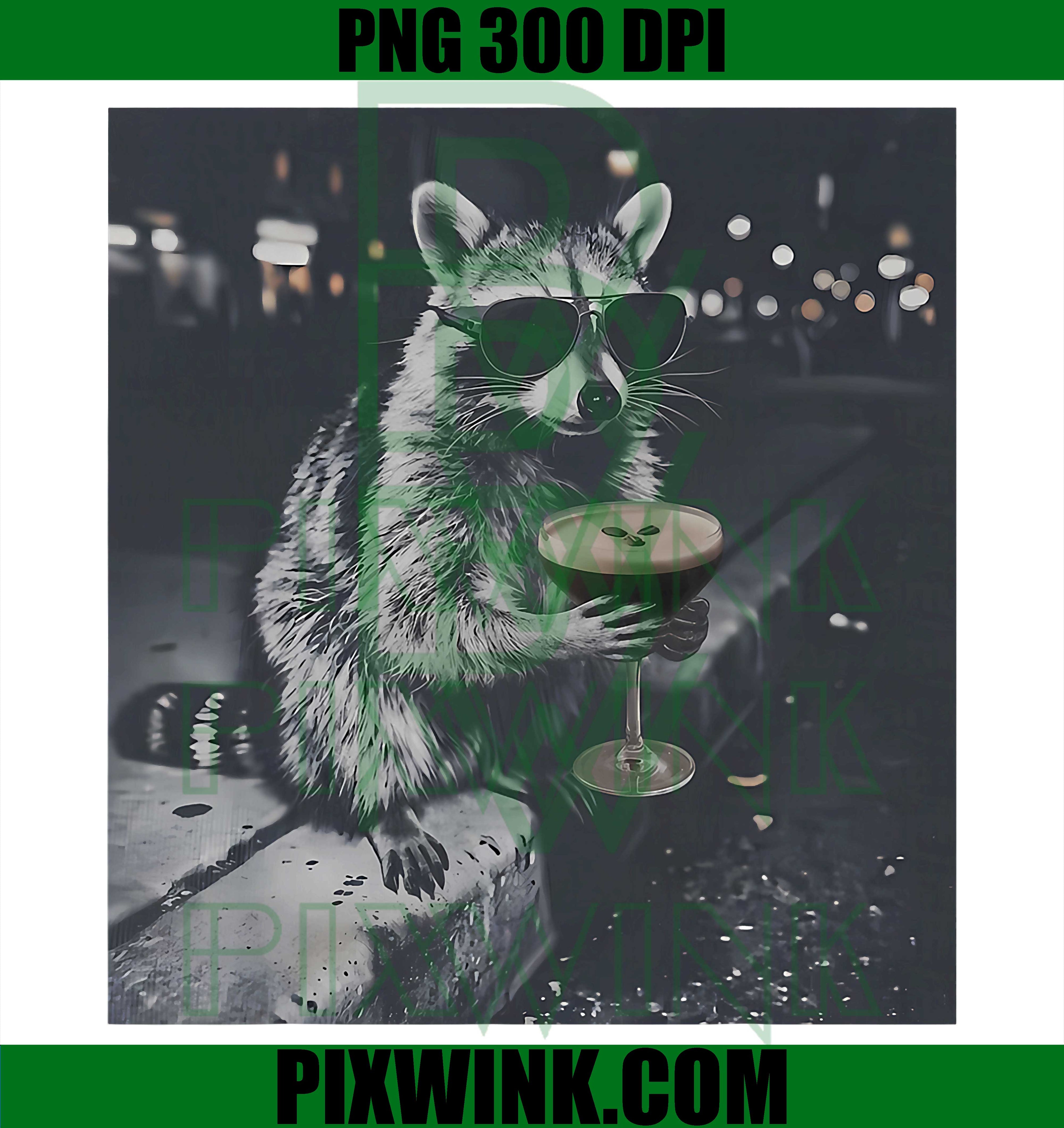 Raccoon Espresso Martini PNG, Funny Animal Coffee PNG Meme Design