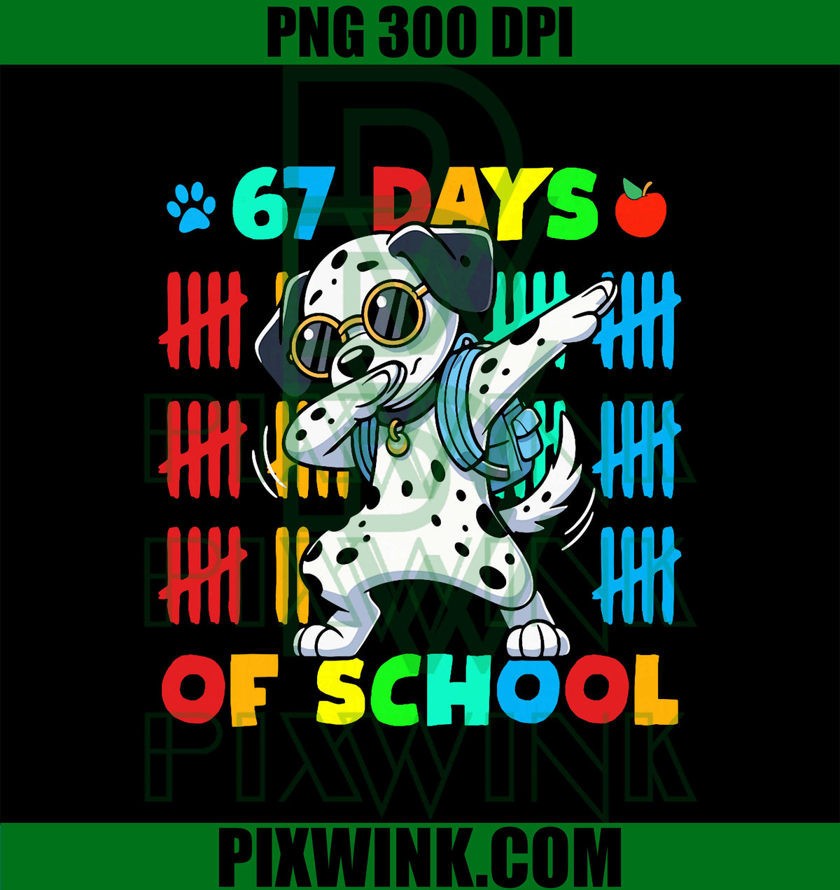 Happy 67 Days School Cute Dog PNG, 67 Days Smarter Student PNG