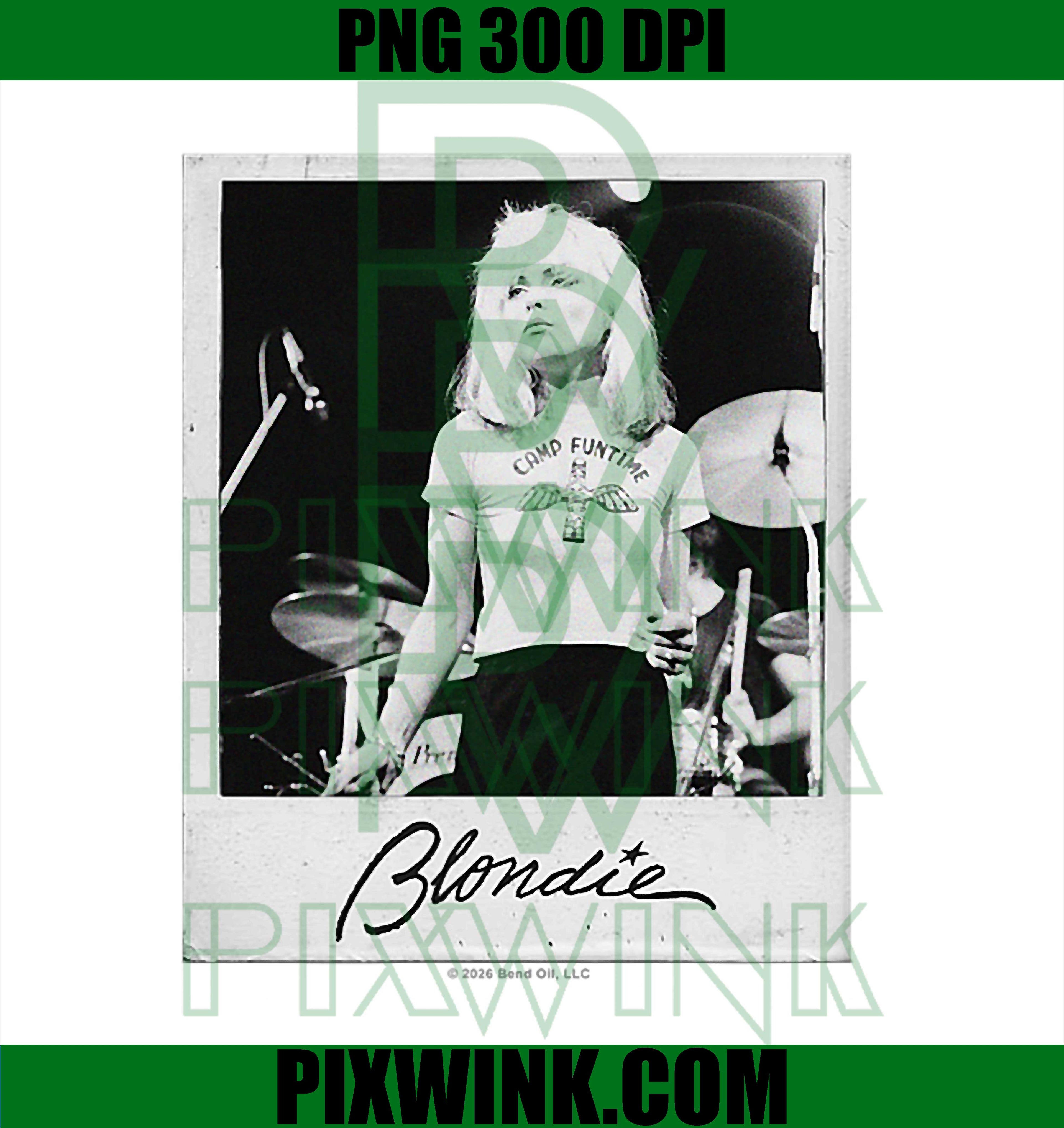 Blondie Black and White Polaroid Photo Vintage Band PNG