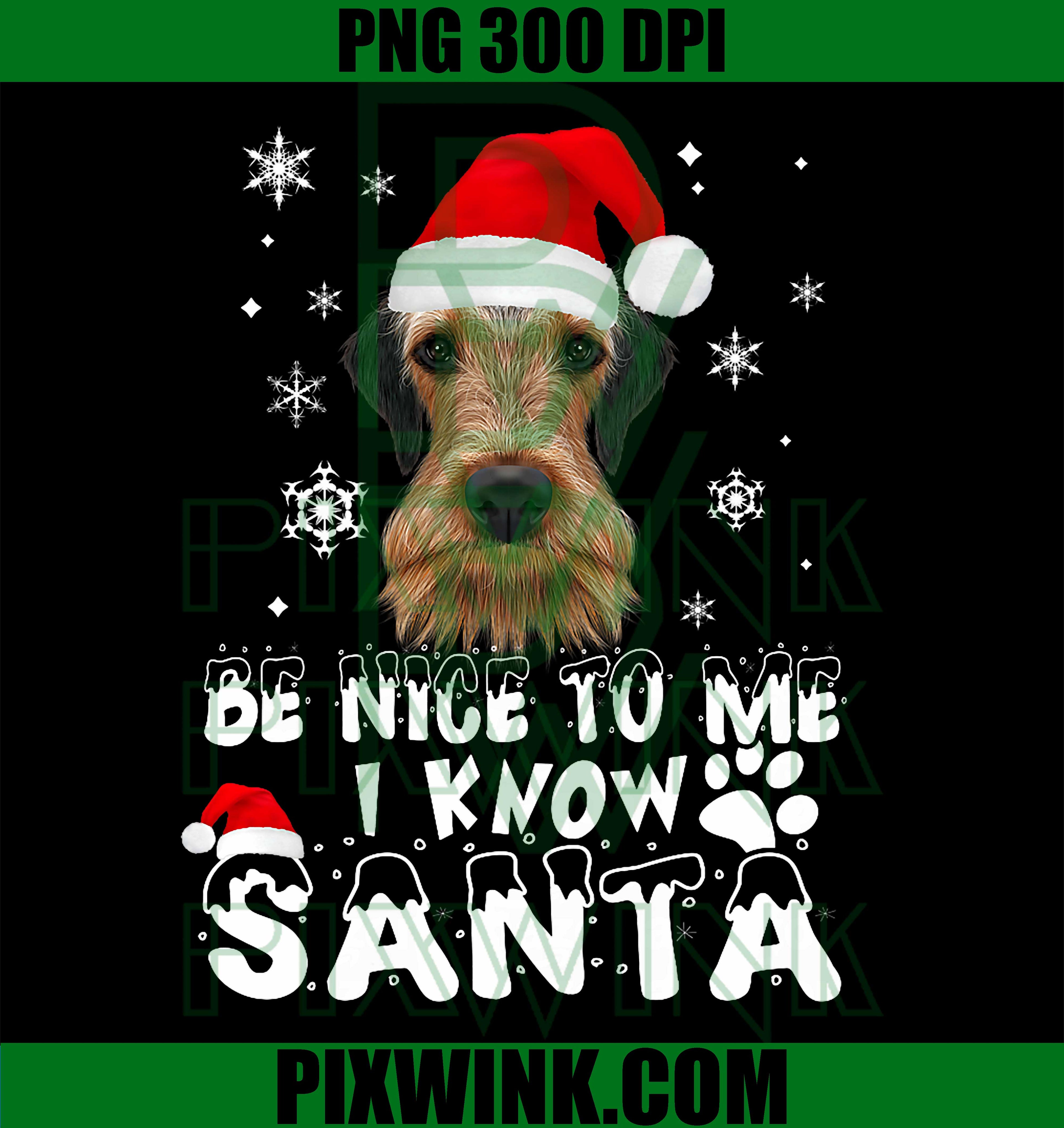 Be Nice to Me I Know Santa, Airedale Terrier Dog Christmas PNG