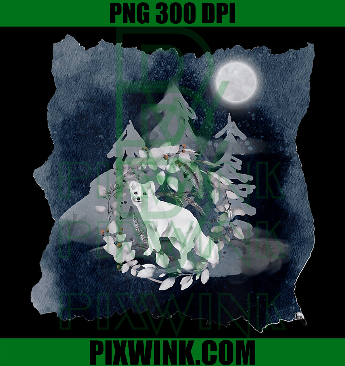 White Wolf On A Moonlit Night, Wolf Moon PNG, Moonlight Night PNG