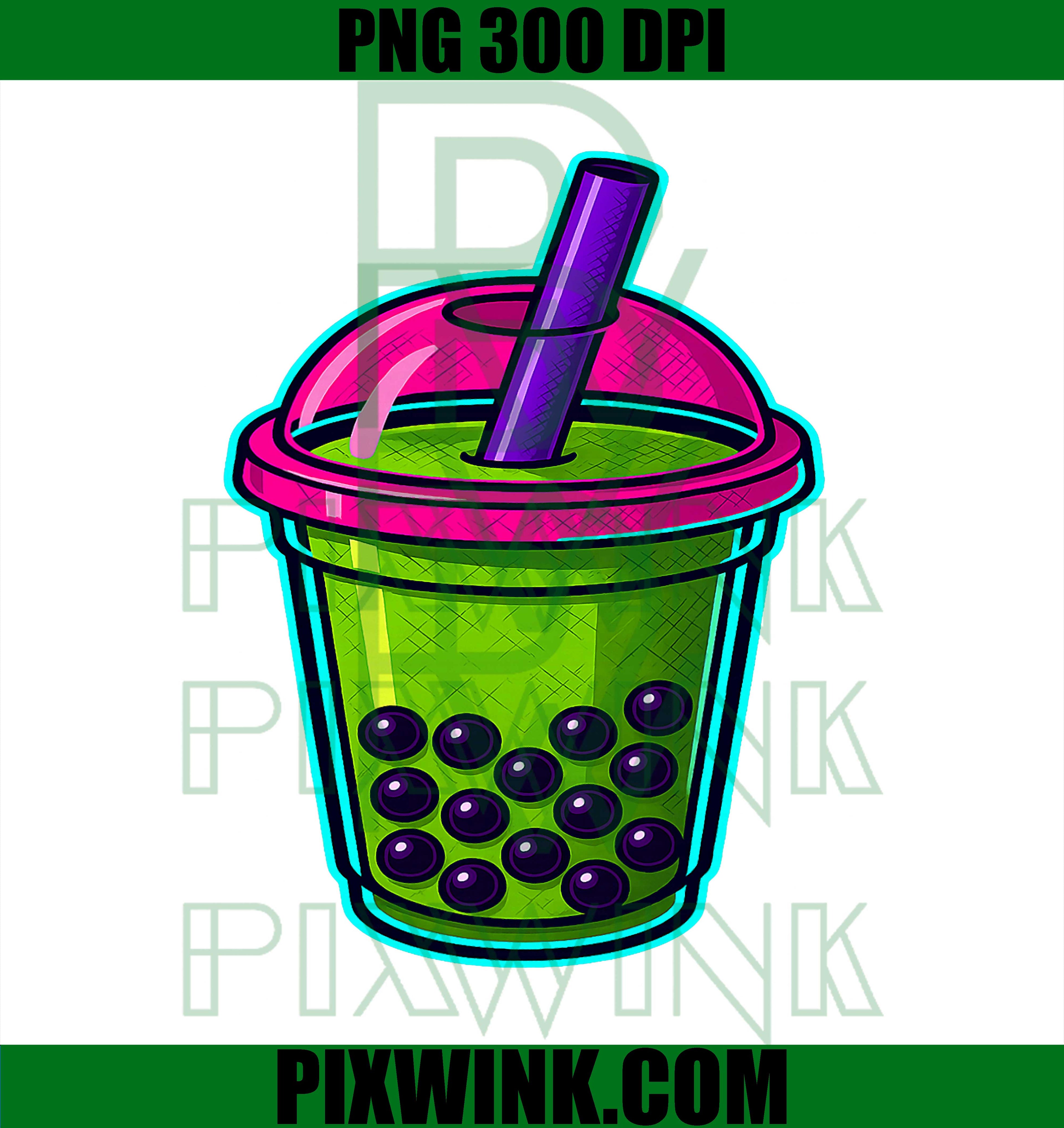 Boba Tea Art Bubble Tea Lover Design, Cute Matcha Cup Anime PNG