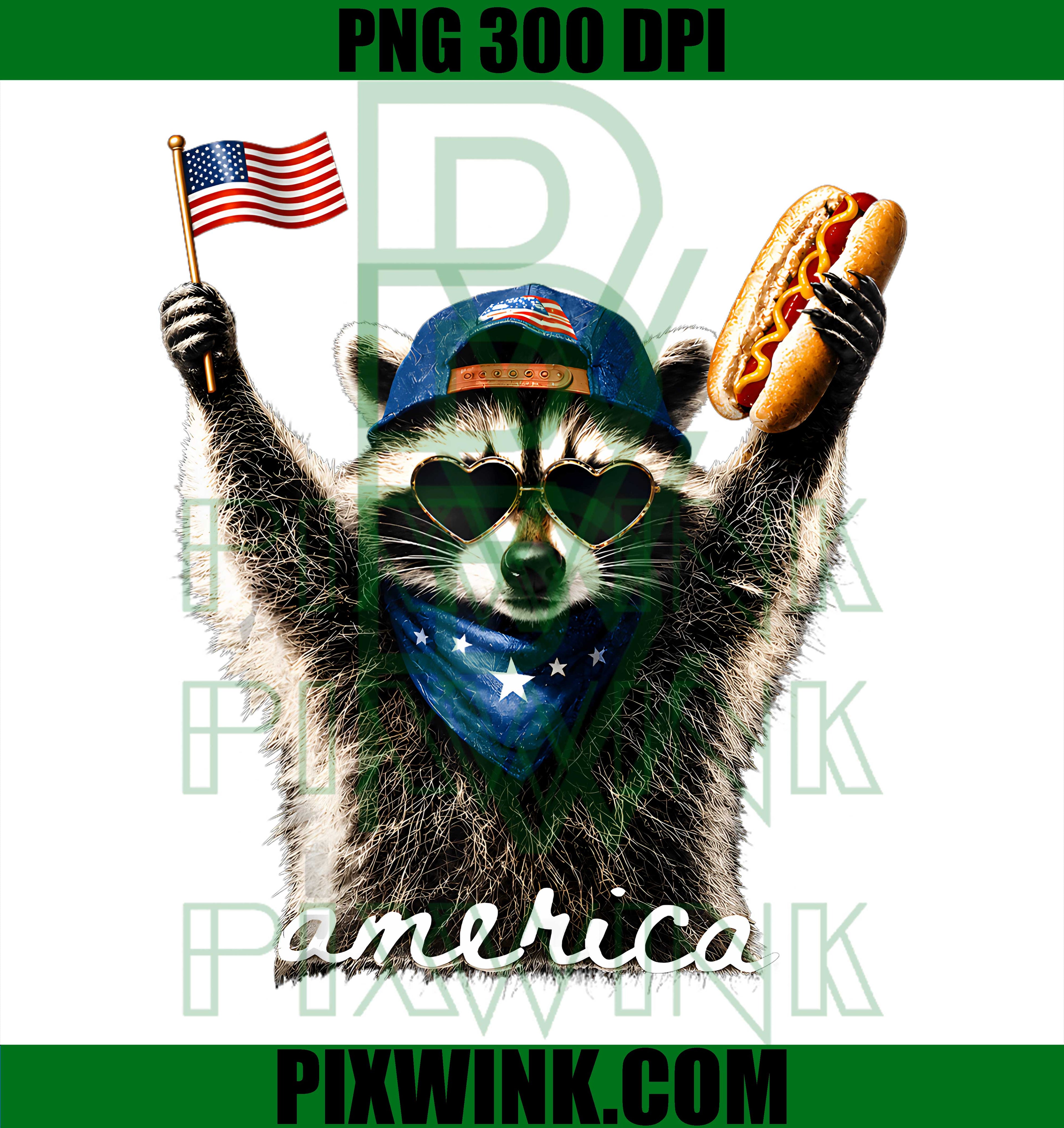 USA Raccoon Hot Dog Patriotic PNG, 1776 2026 Anniversary Design PNG