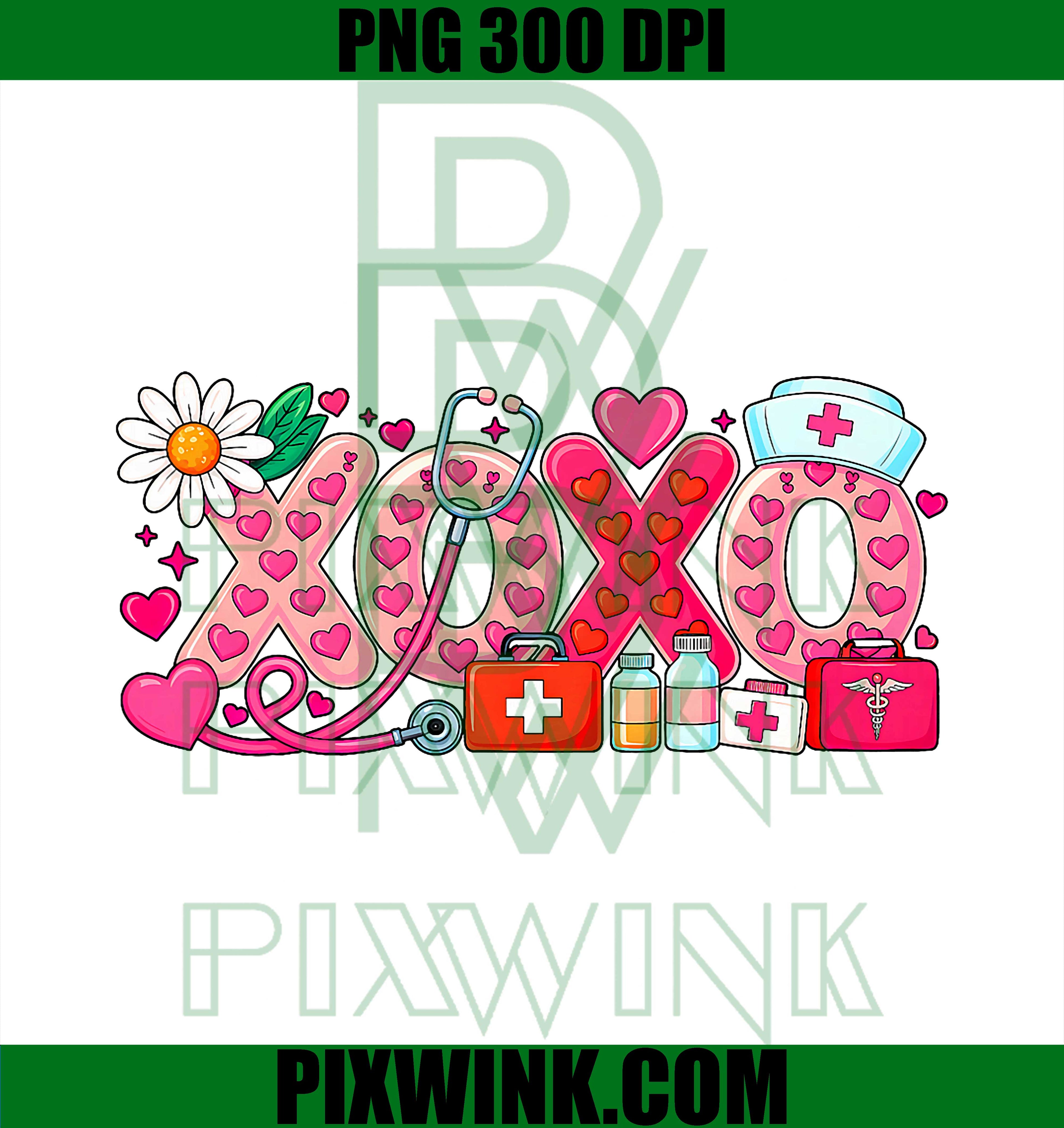 Nurse XOXO Stethoscope Valentine RN PCT CNA Nurse PNG