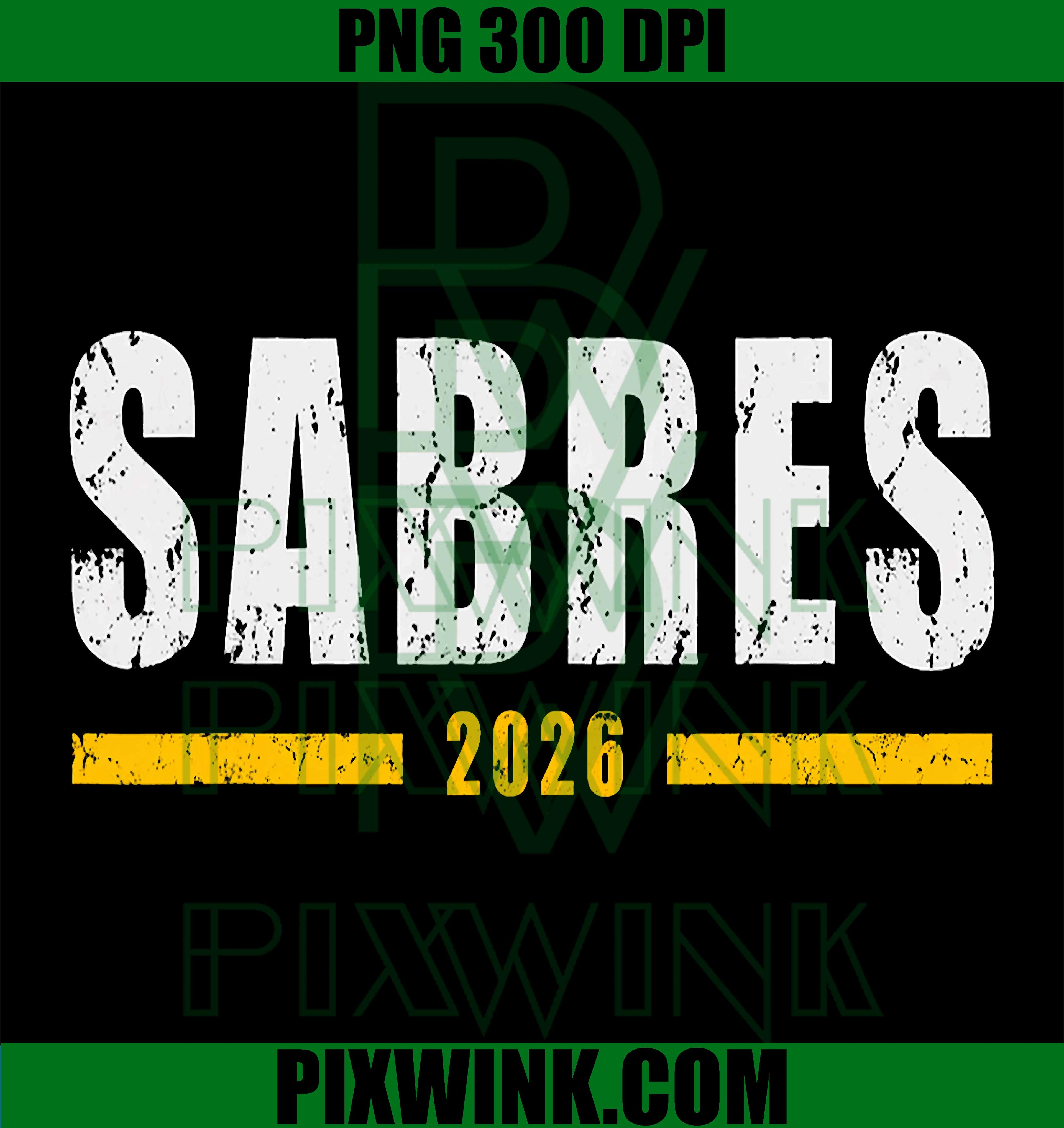 Vintage Sabres PNG, Retro Hockey Classic Team Design PNG