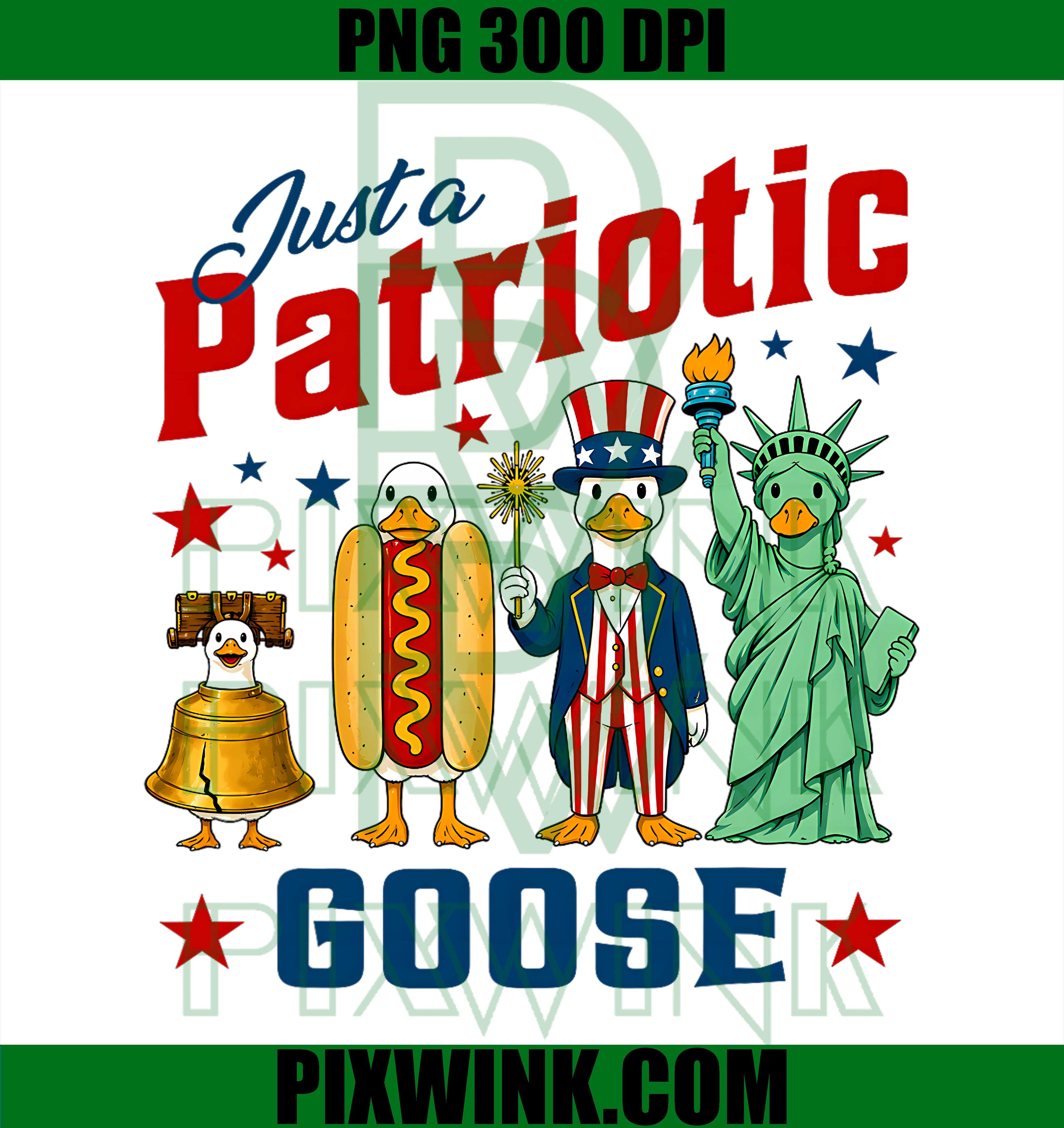 Patriotic Goose July 4th PNG, Duck Goose Lovers USA PNG
