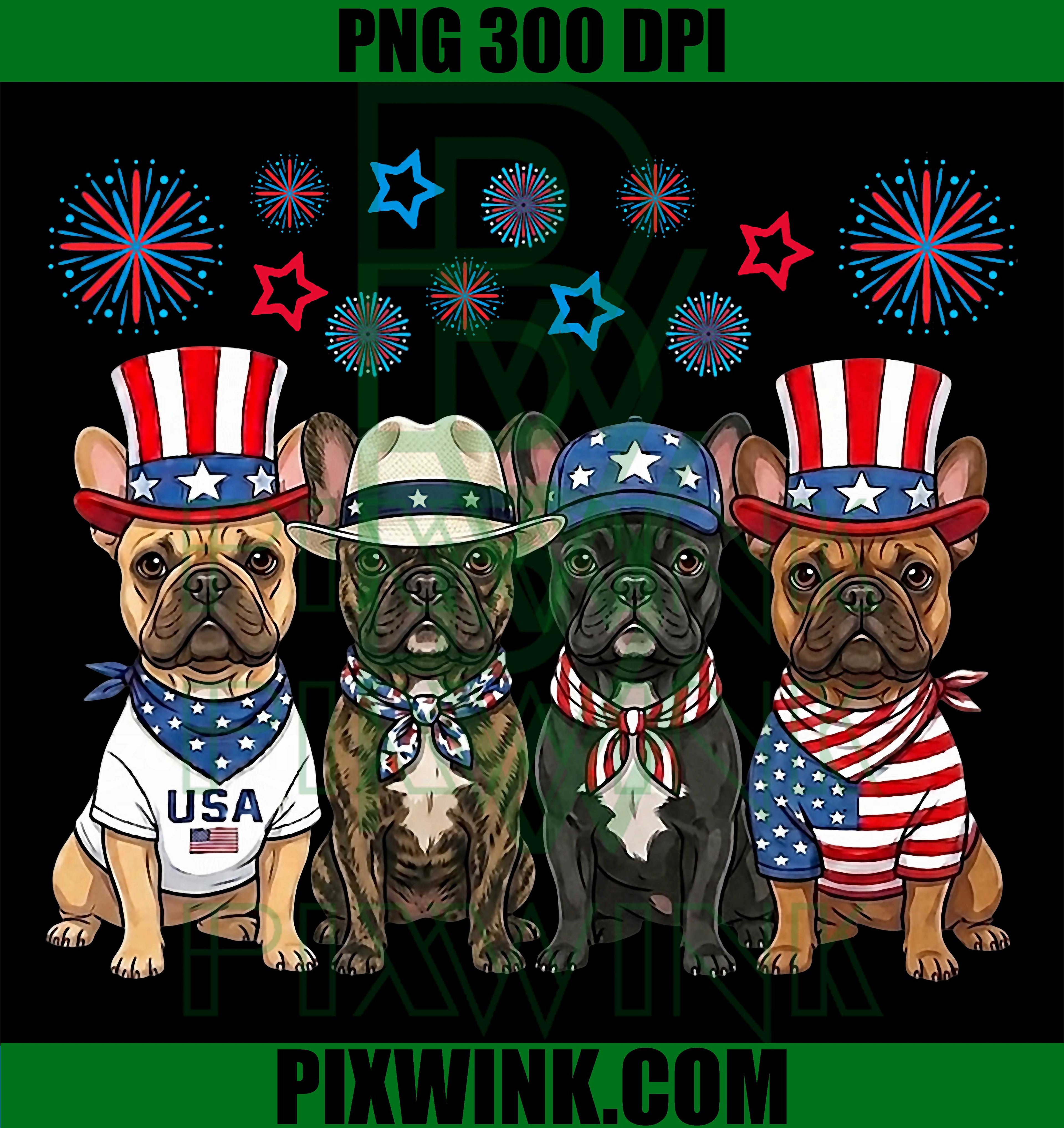 French Bulldog 4th Of July Patriotic PNG, Funny Men Women Kids Graphic PNG