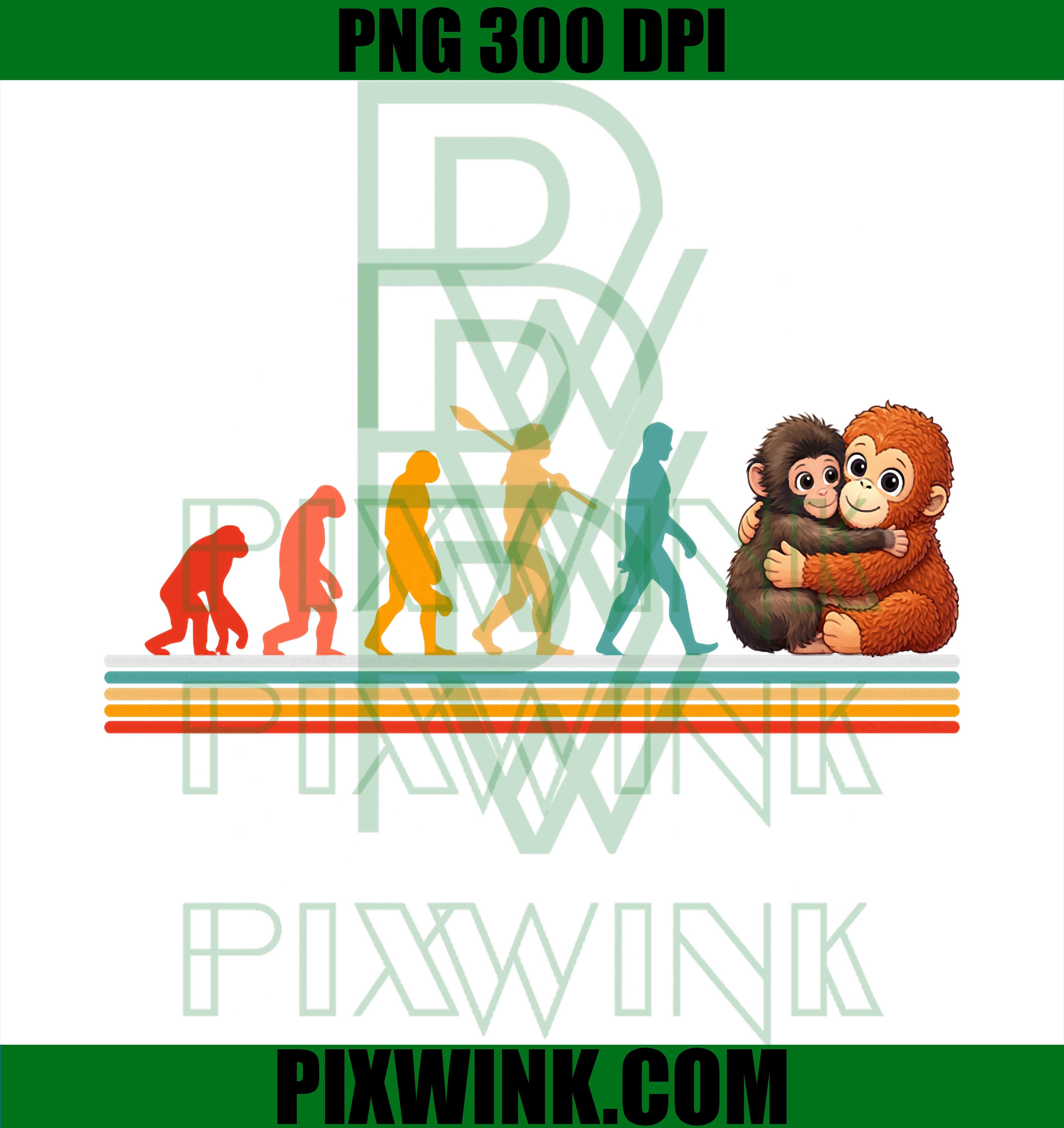 Funny Evolution Hugging Monkey PNG, Primate Science Design PNG