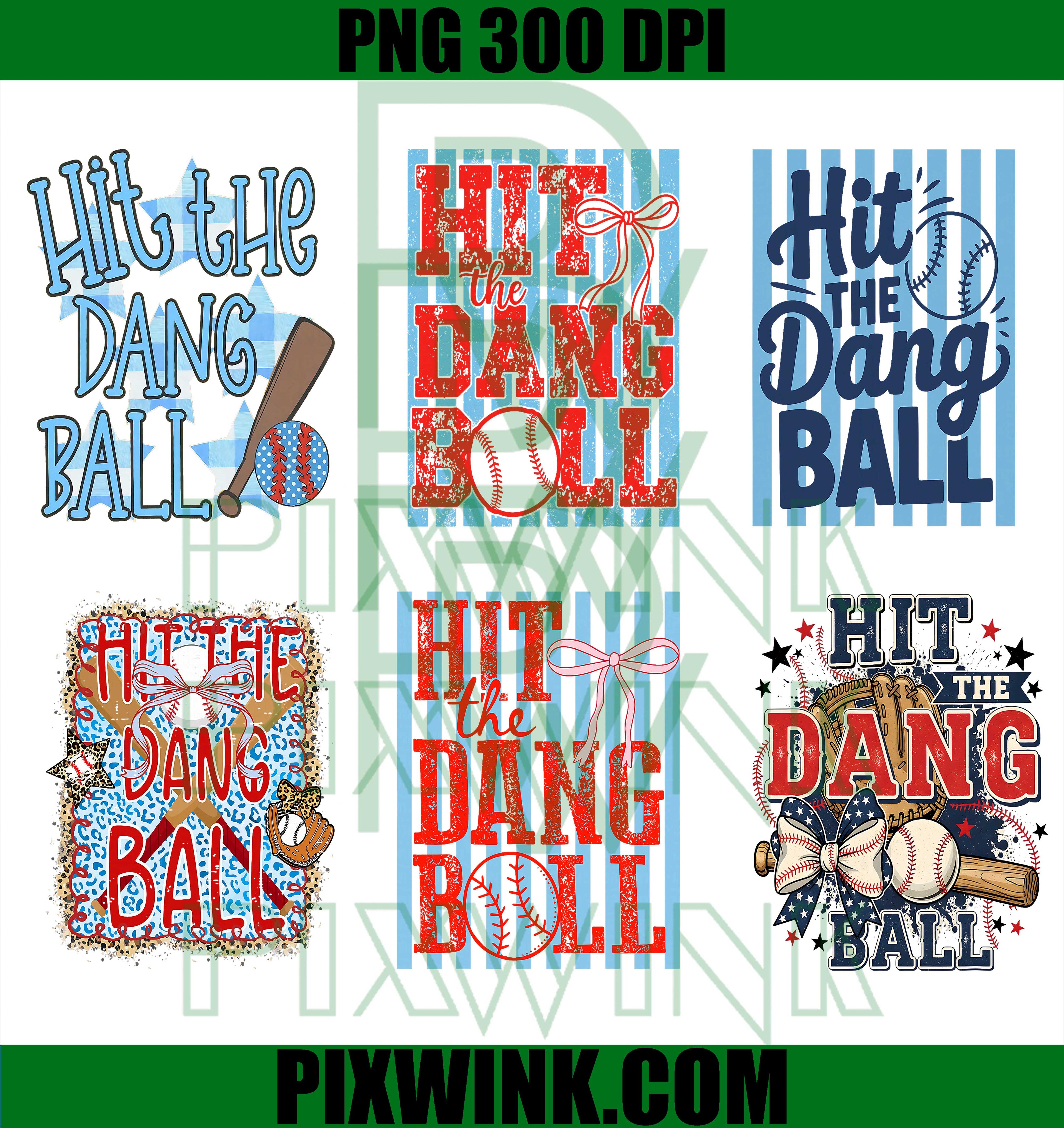 Vintage Baseball PNG, Hit The Dang Ball, Sports Coquette Design