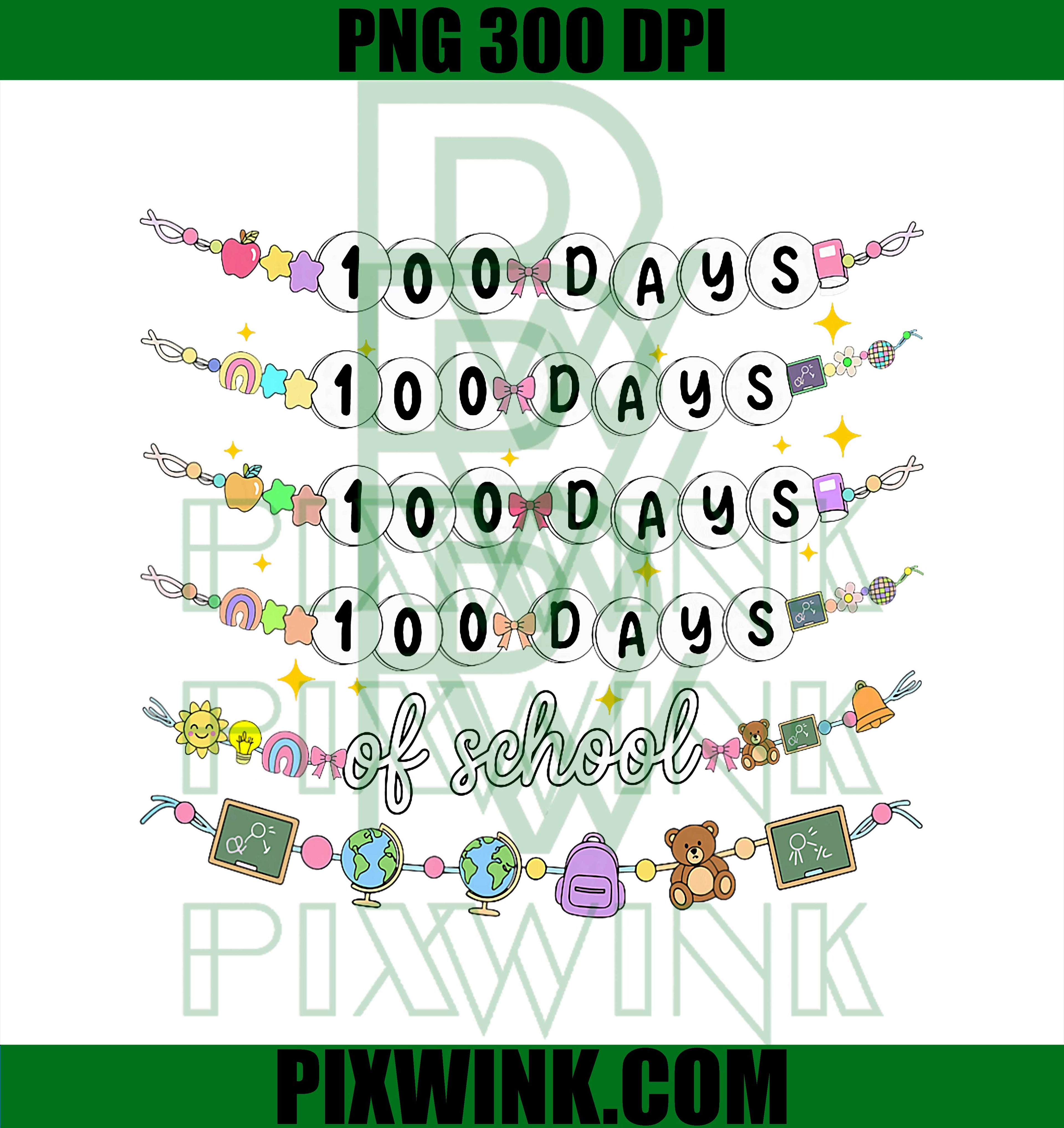100 Day of School PNG, Friendship Bracelet 100th Day PNG