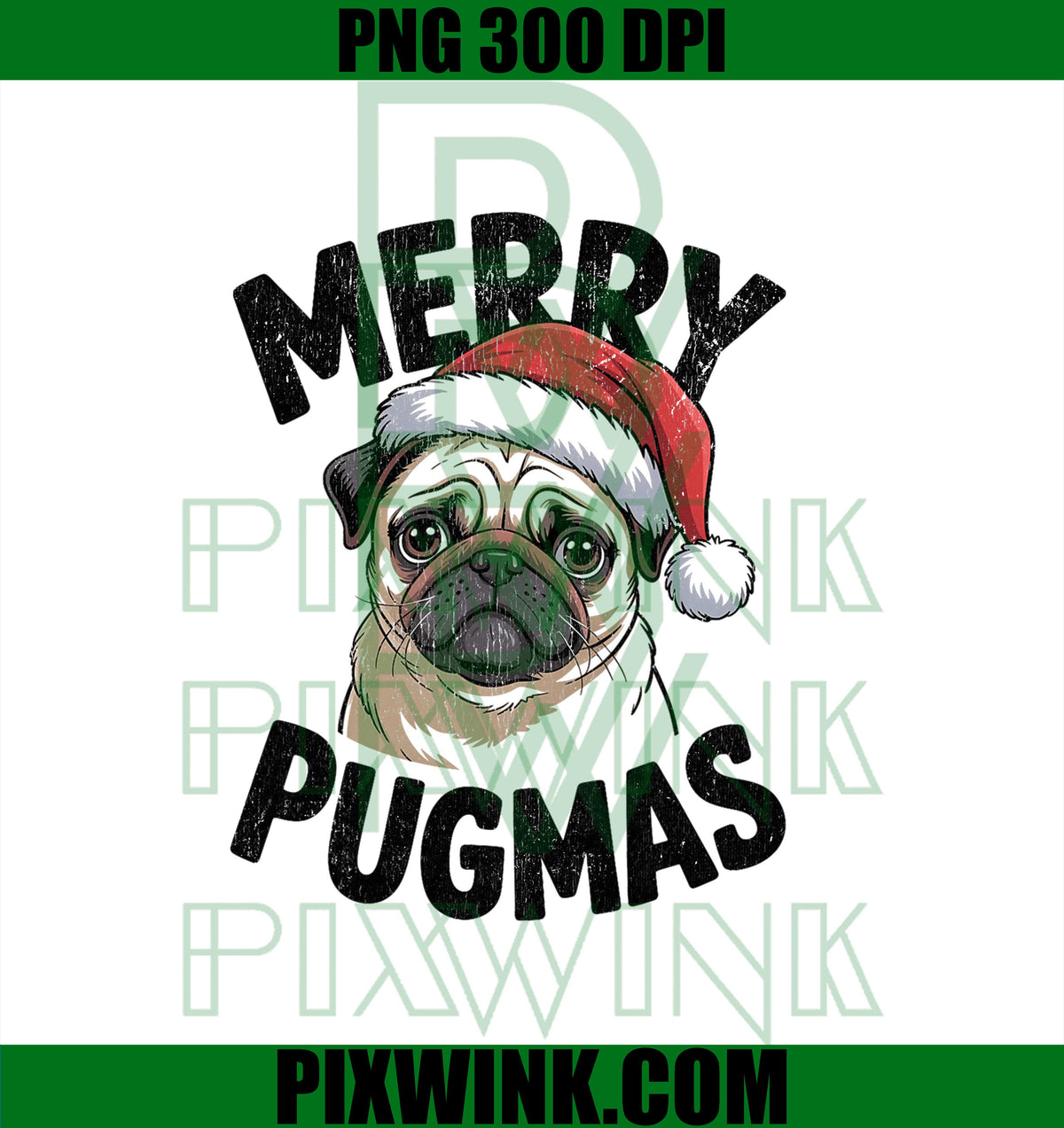 Merry Pugmas, Christmas Dog Santa, Pug Xmas PNG