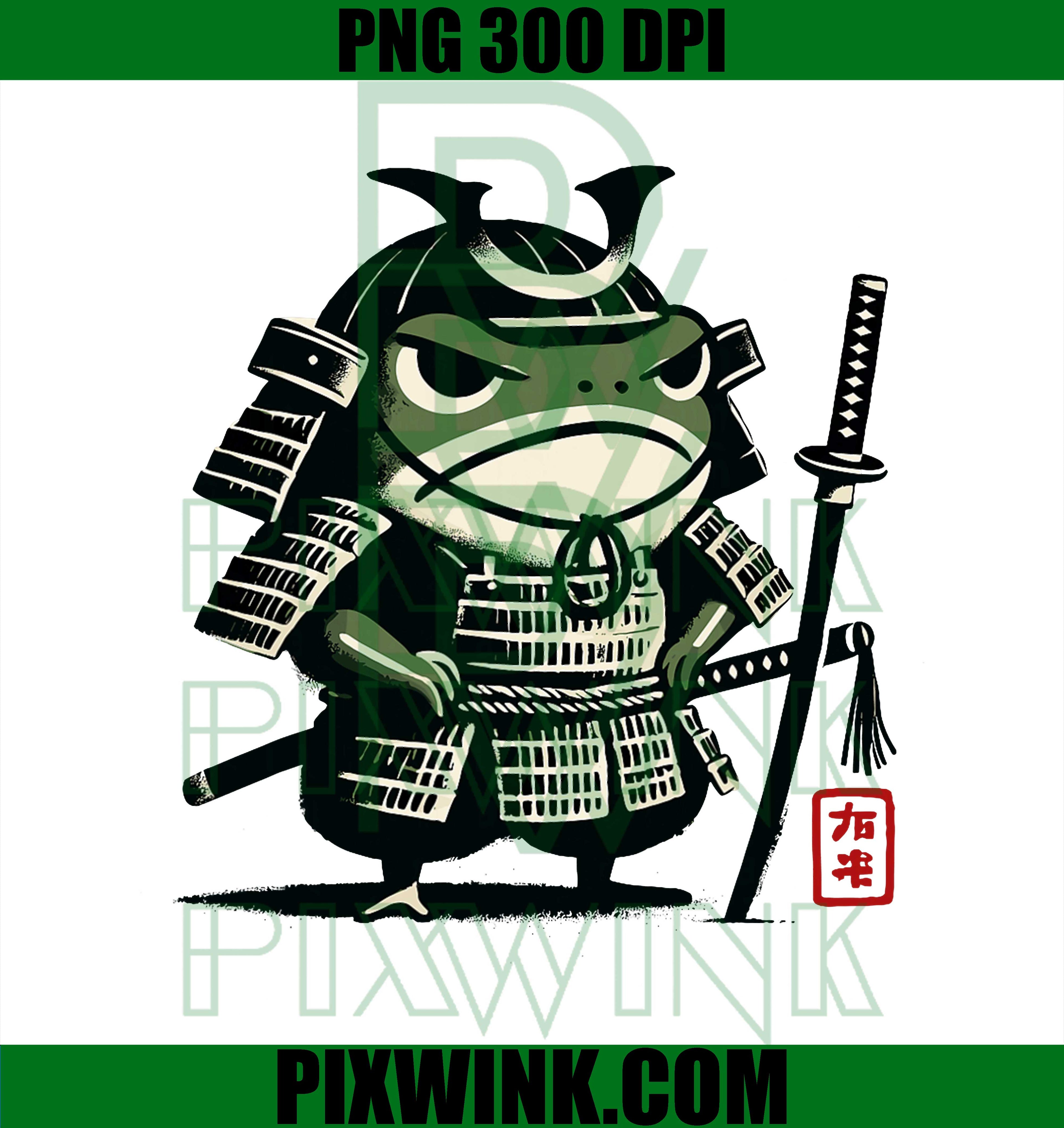 Samurai Grumpy Frog, Matsumoto Hoji Style PNG