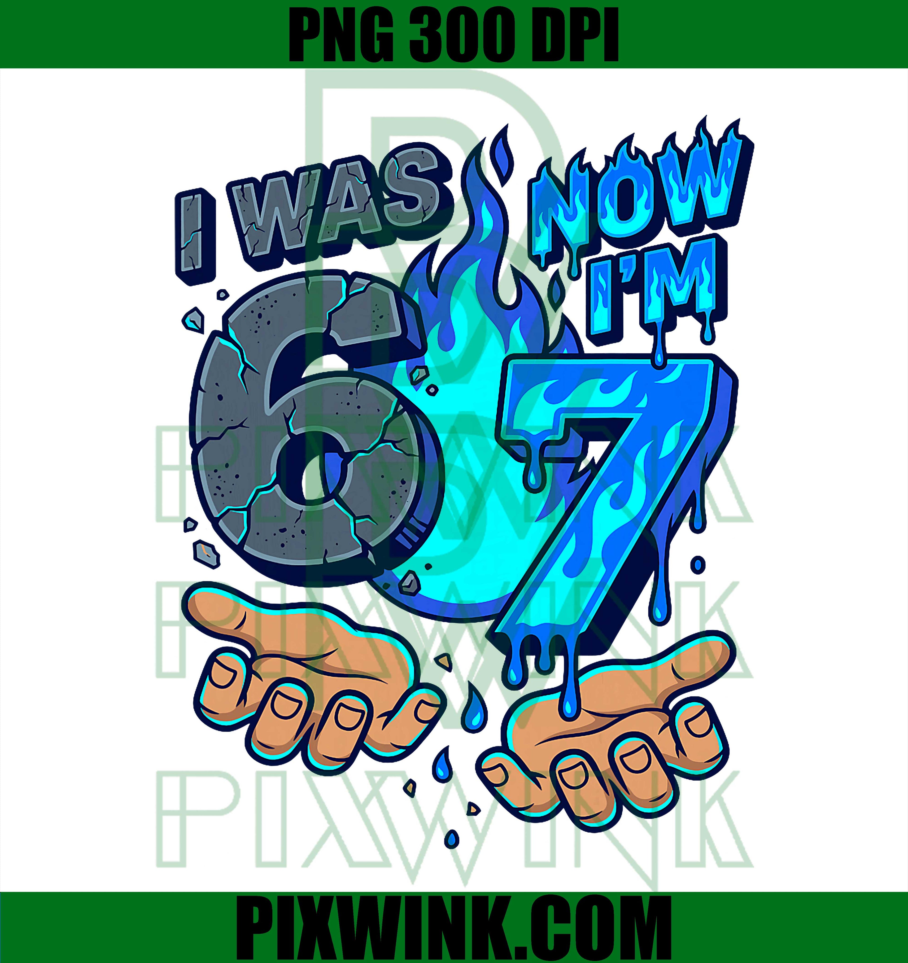 7th Birthday PNG, I Was 6 Now I’m 7 PNG Kids Birthday Design