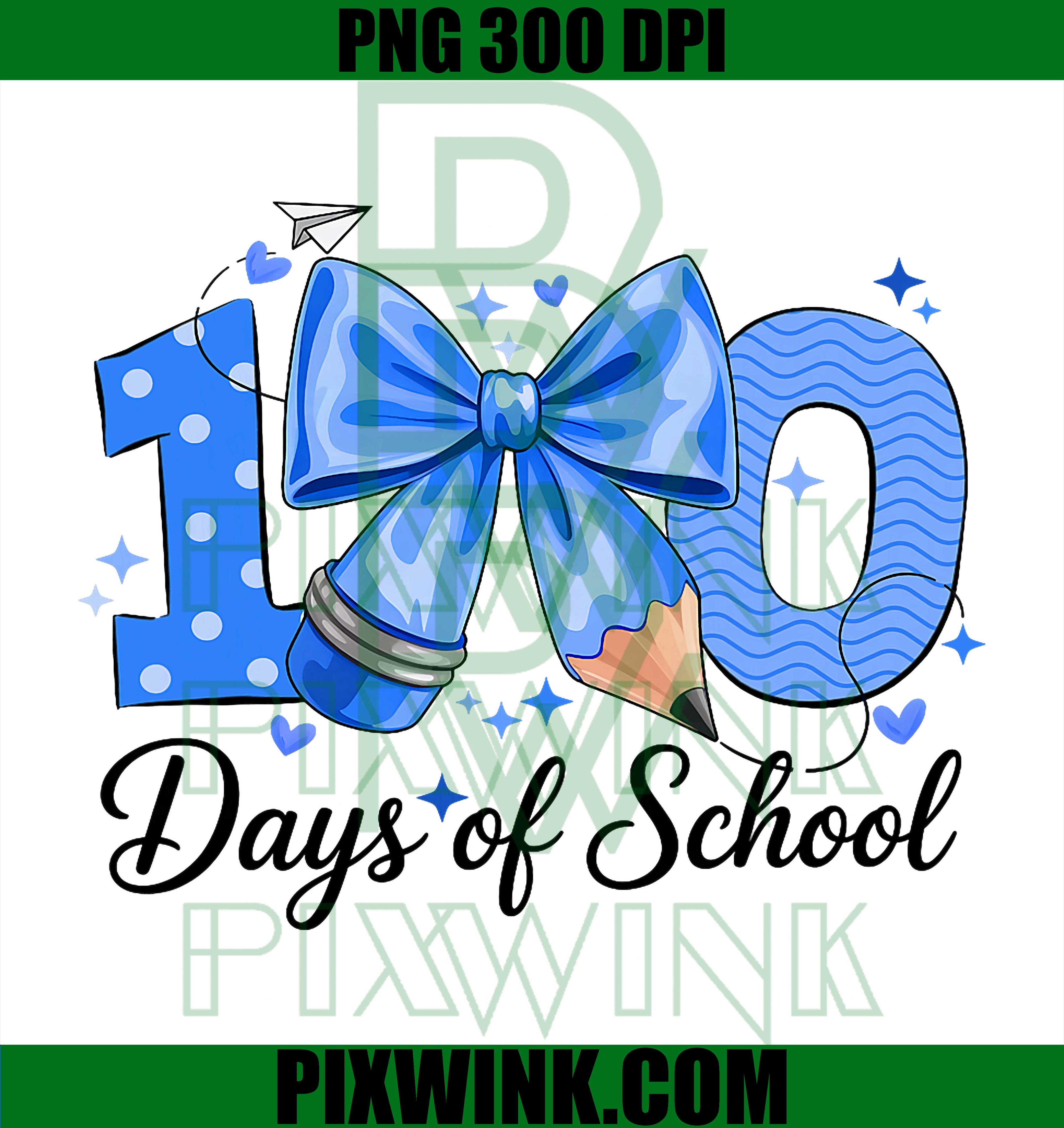 100 Days School Coquette PNG, School Bow PNG, 100th Day Boys Art PNG