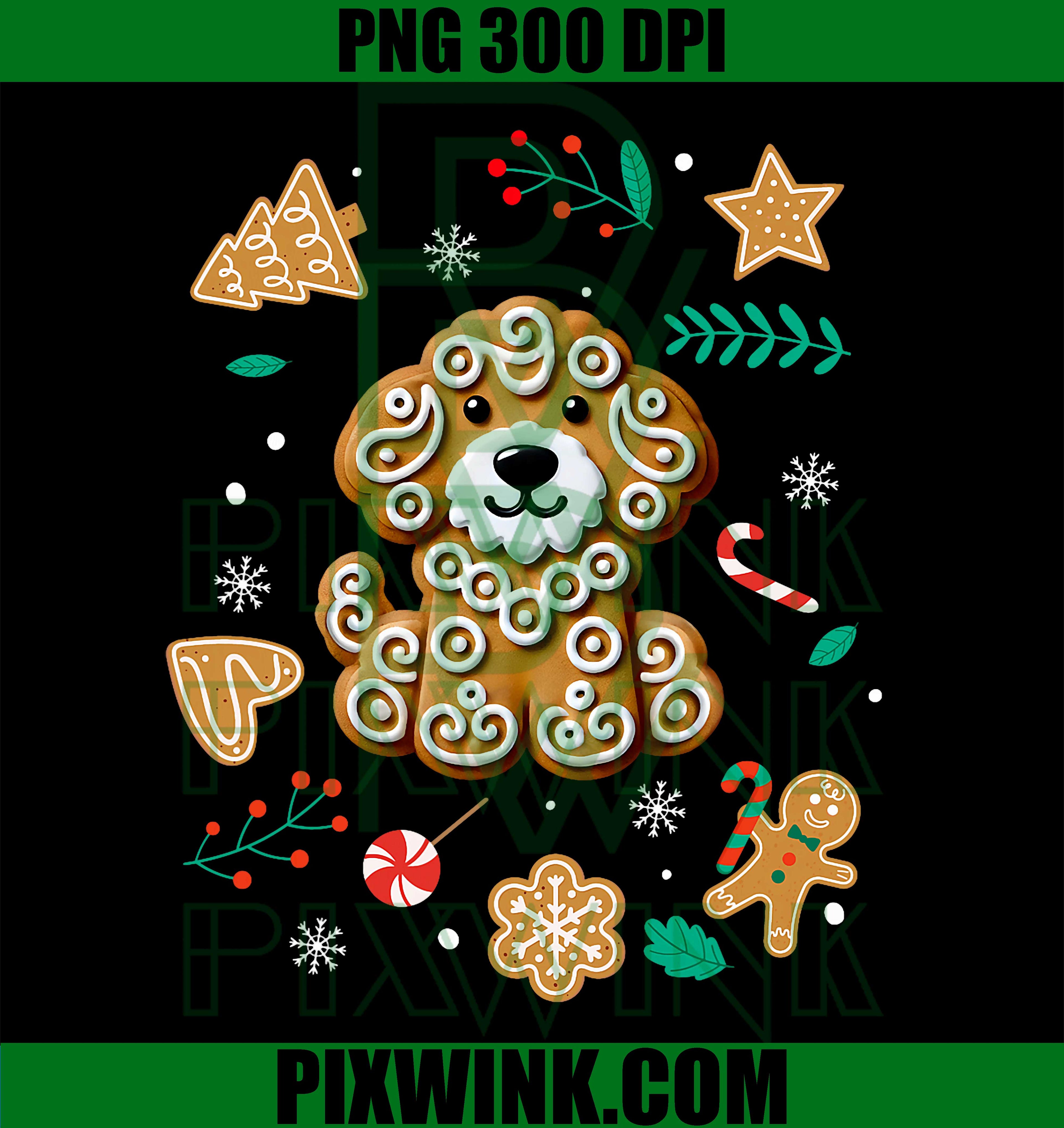 Xmas Dog Gingerbread Goldendoodle PNG, Golden Doodle Christmas PNG