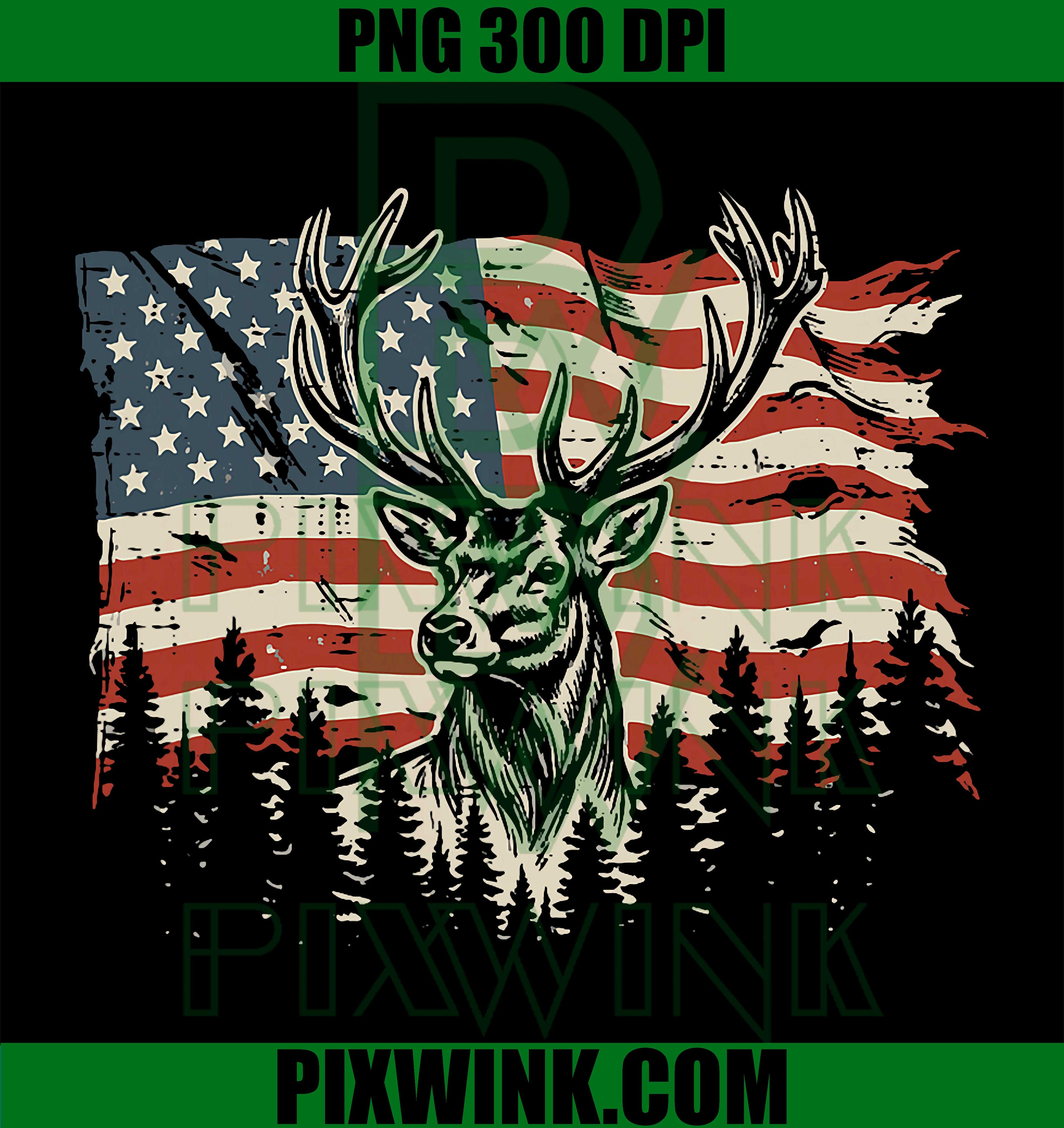 4th July Deer Hunter PNG, America Flag Hunting PNG