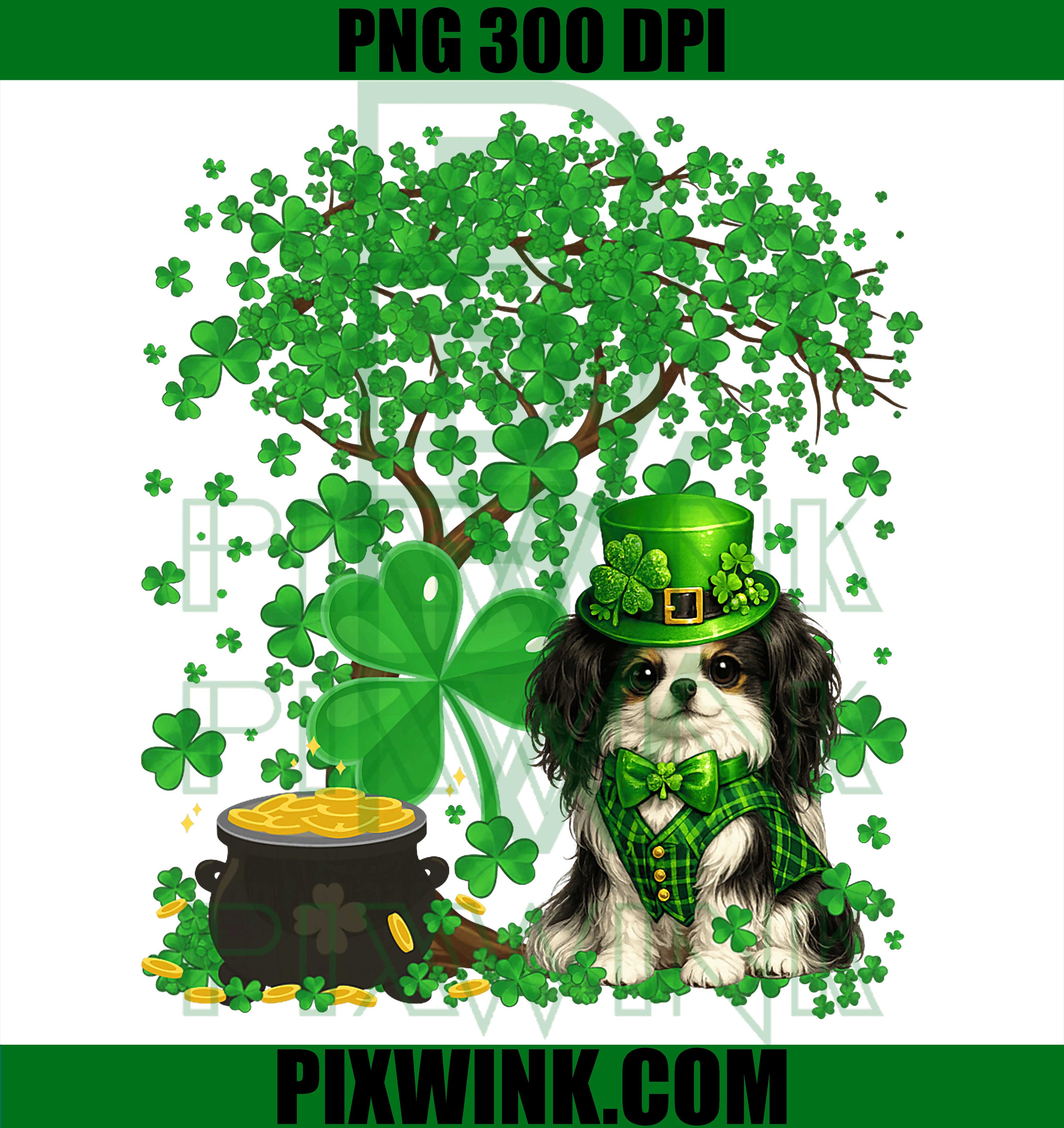 Funny Japanese Chin Shamrock PNG, St Patricks Dog Lover PNG