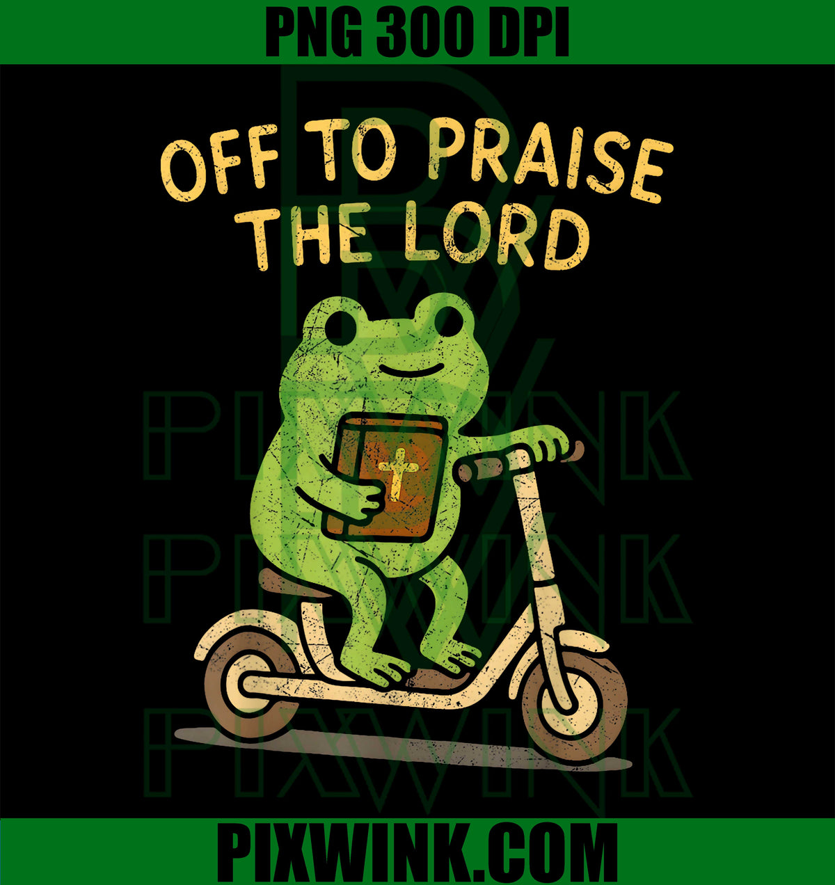 Off to Praise The Lord Frog Christian PNG
