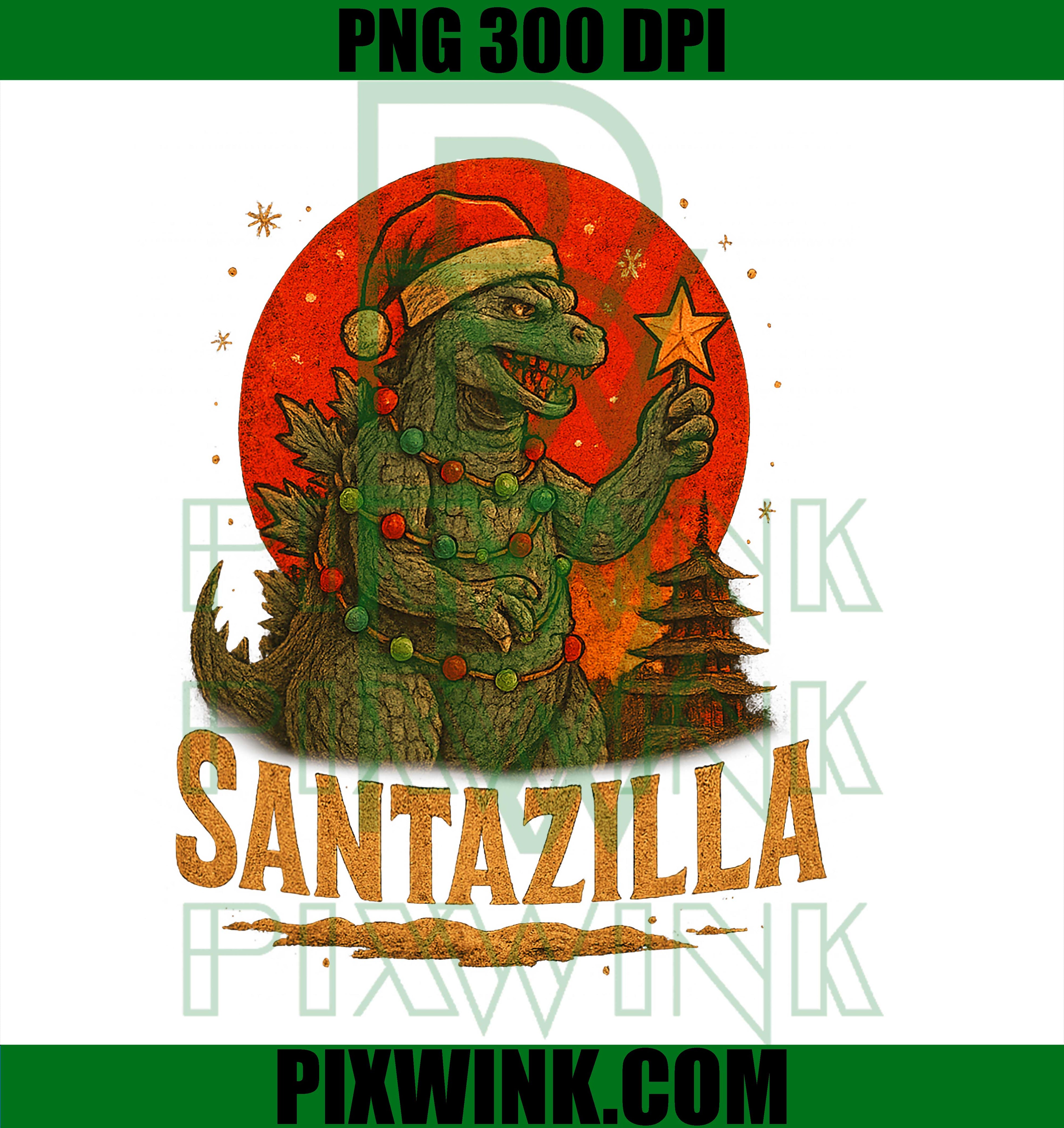 Kaiju Christmas PNG, Santazilla PNG, Japanese Monster Dinosaur PNG