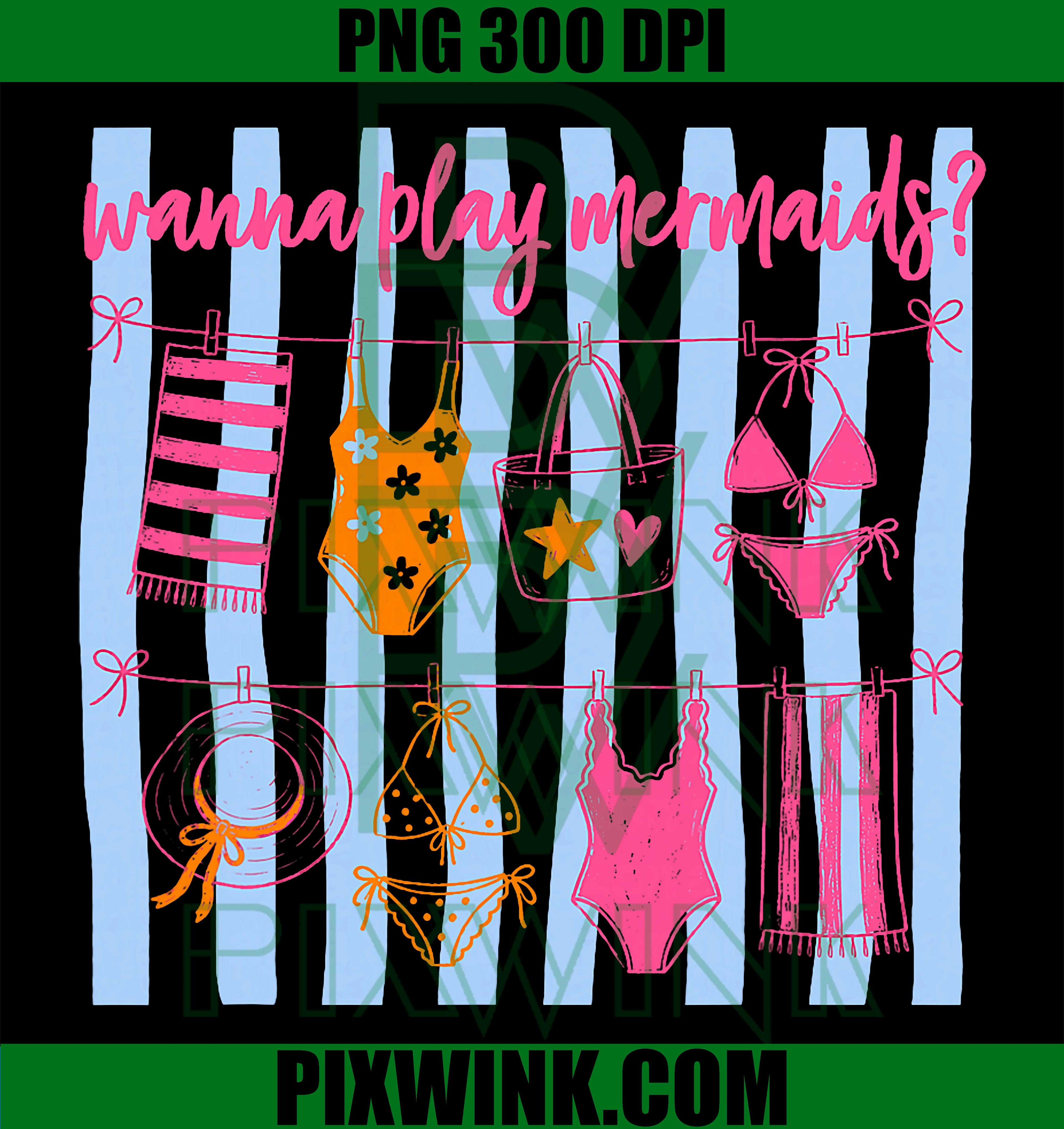 Mermaids Preppy Summer PNG, Beach Vacation Girly Vibes PNG