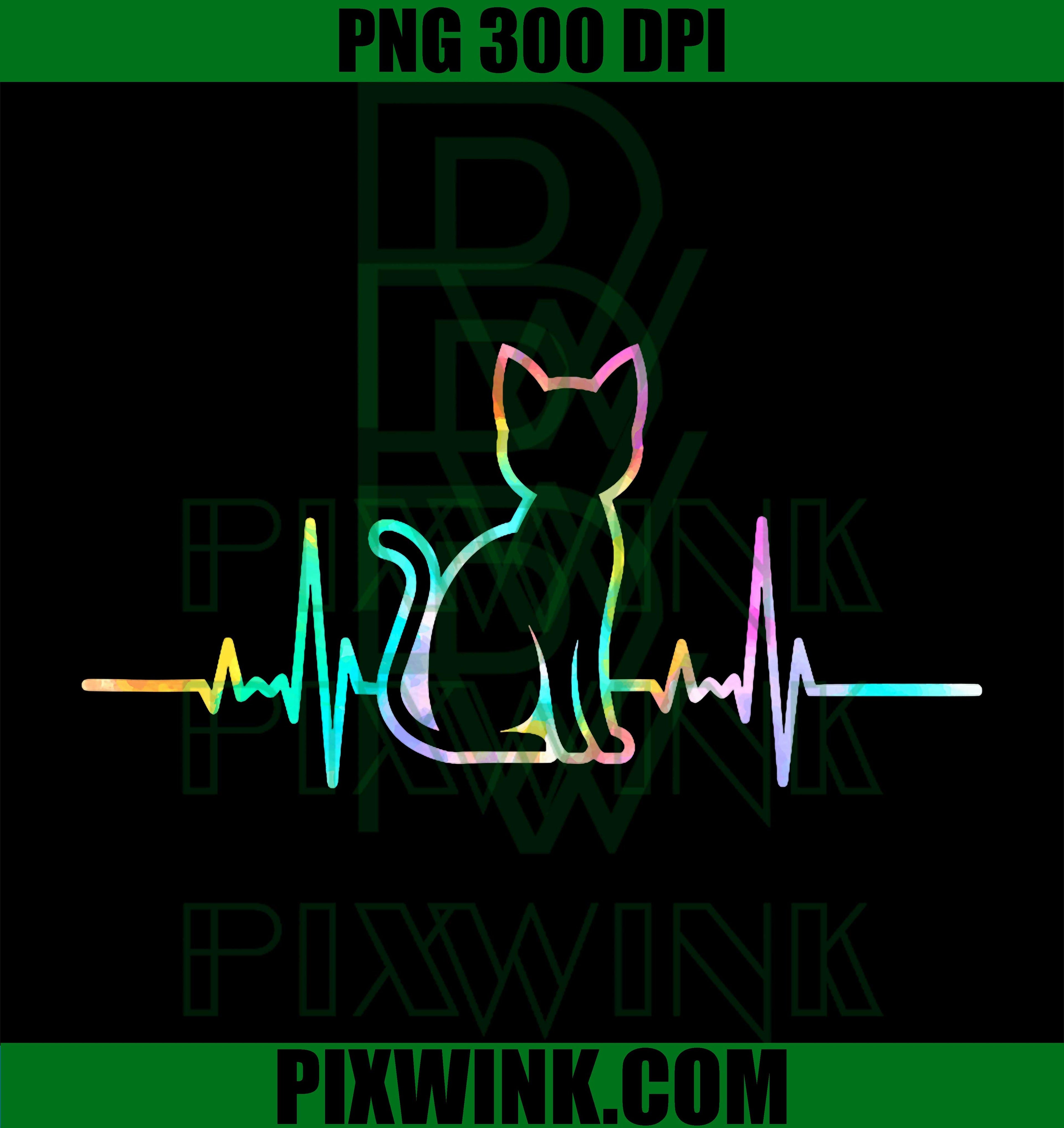 Cute Heartbeat Cat Lover Animal Silhouette PNG