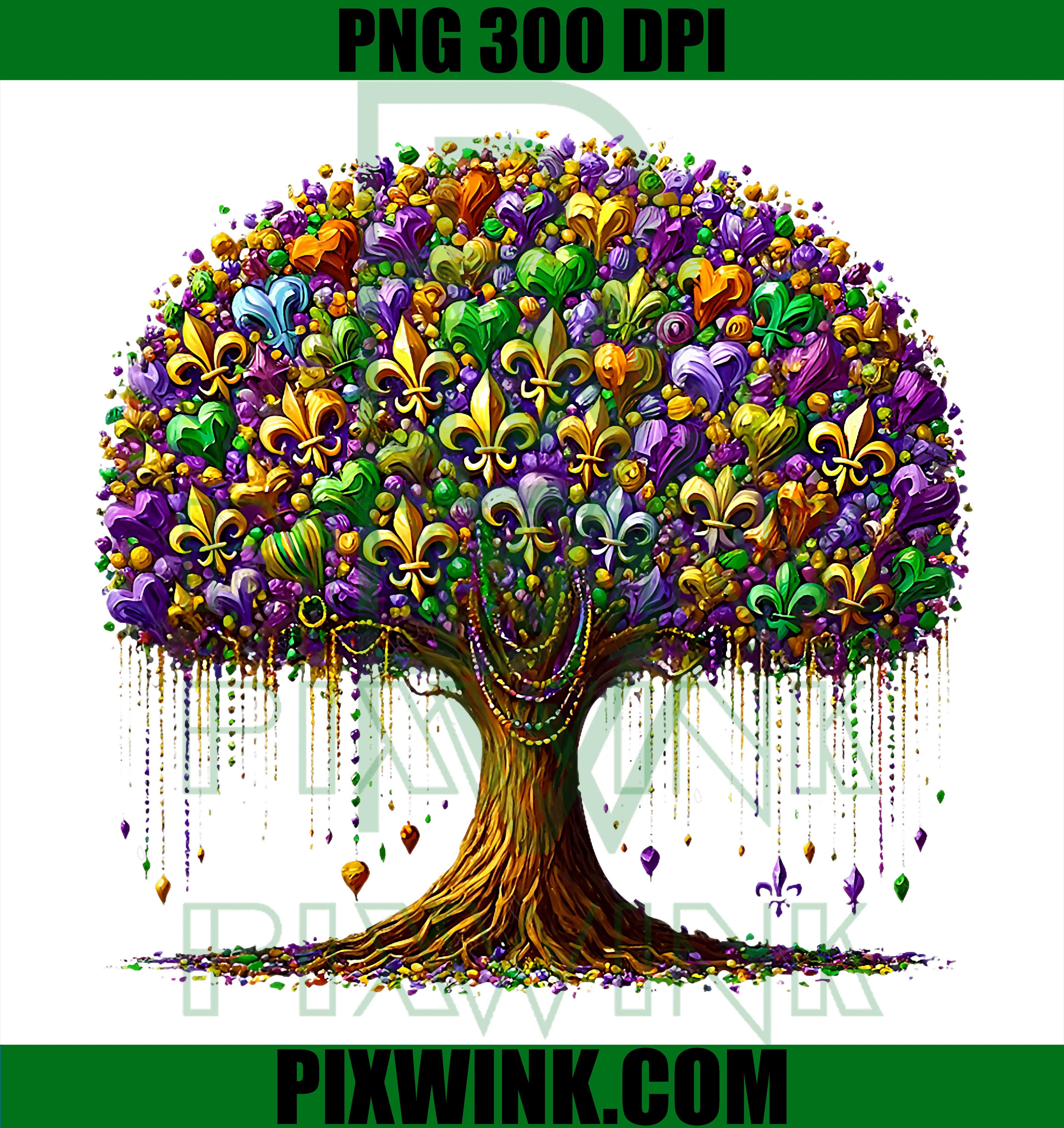 Bead Tree Carnival New Orleans Happy Mardi Gras Fleur De Lis PNG