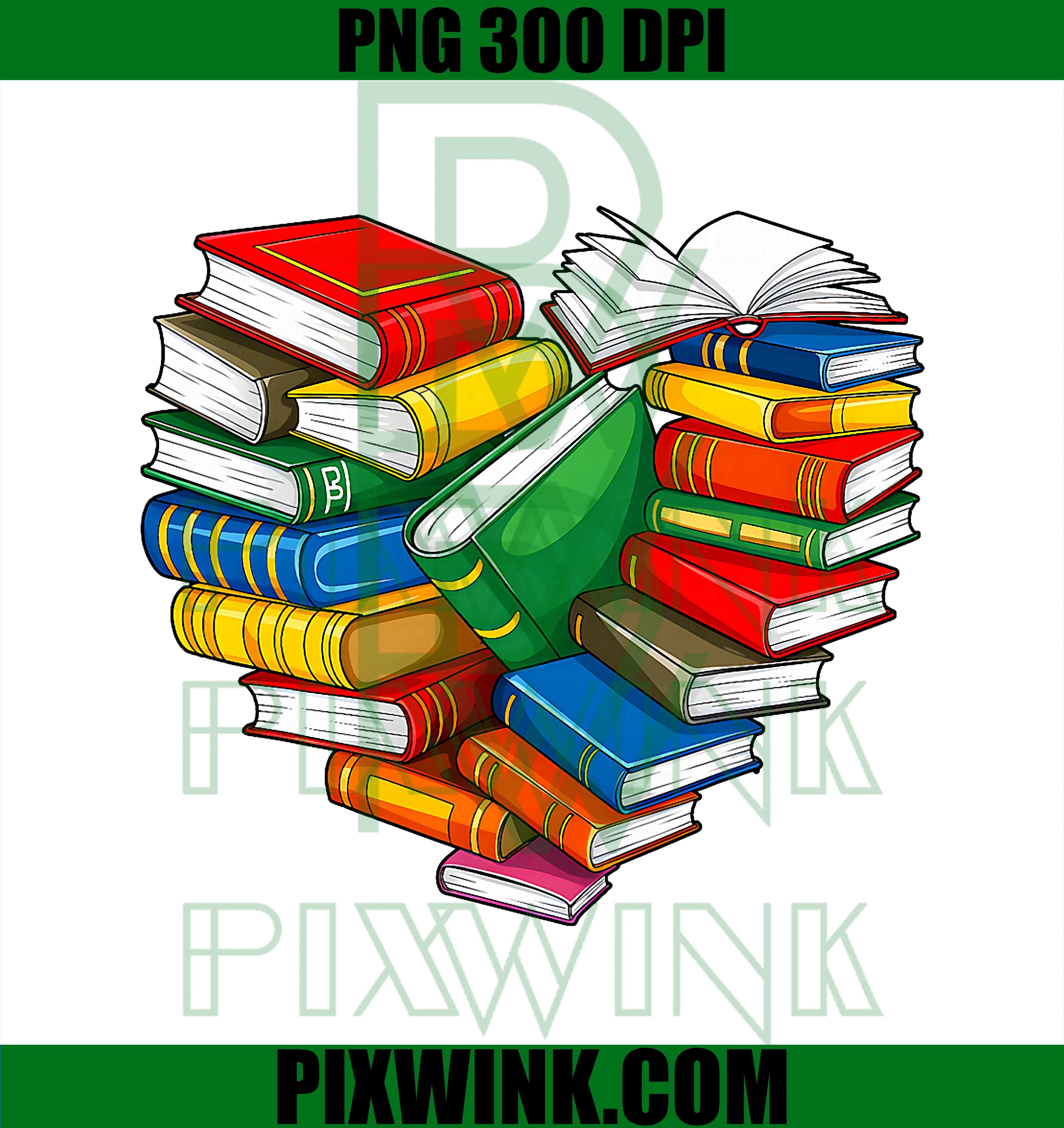 Book Lover Heart Shape Reading Librarian, Library Bookworm PNG