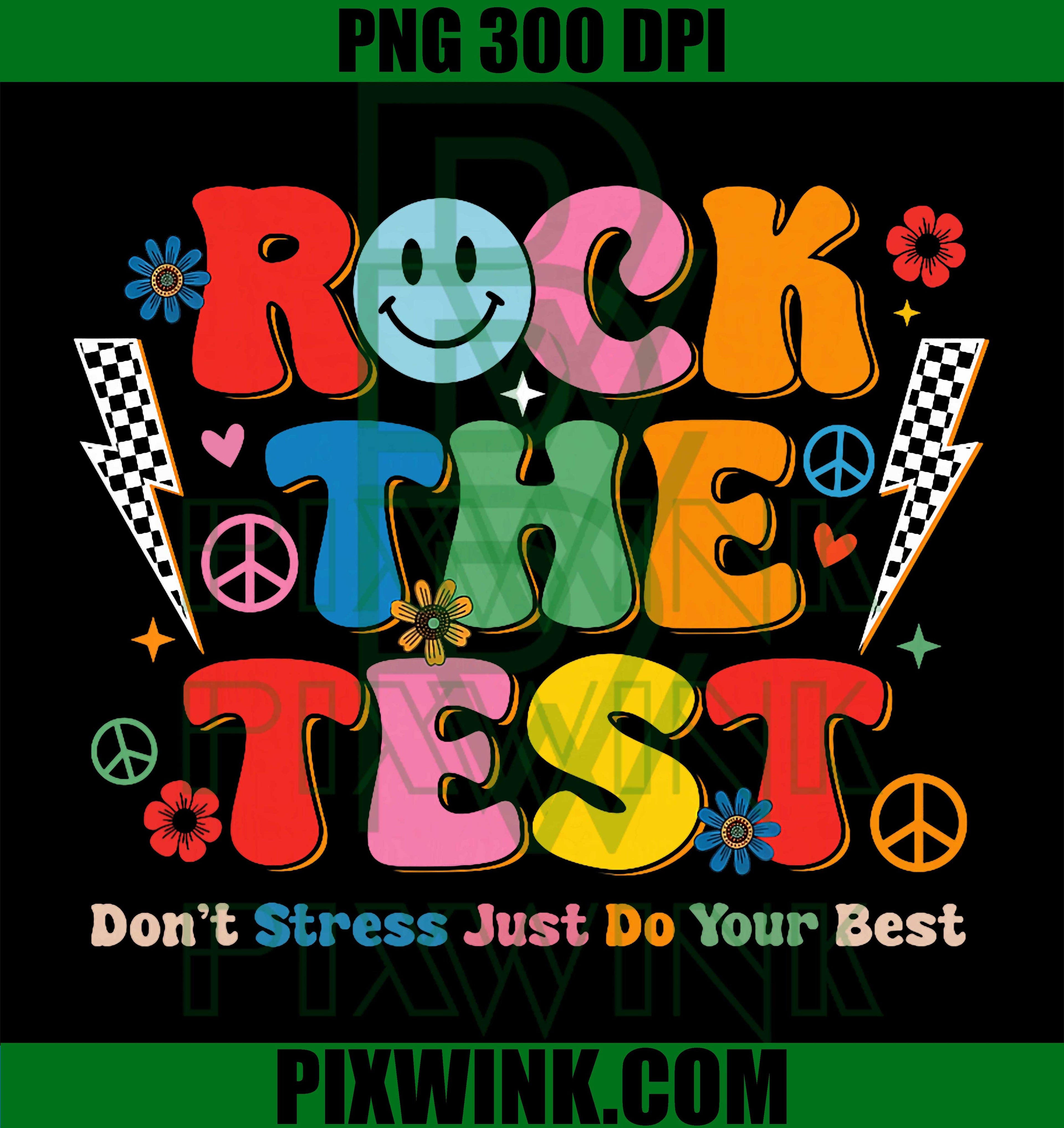 Rock The Test Just Do Your Best PNG, Testing Day Teacher Student Retro Design