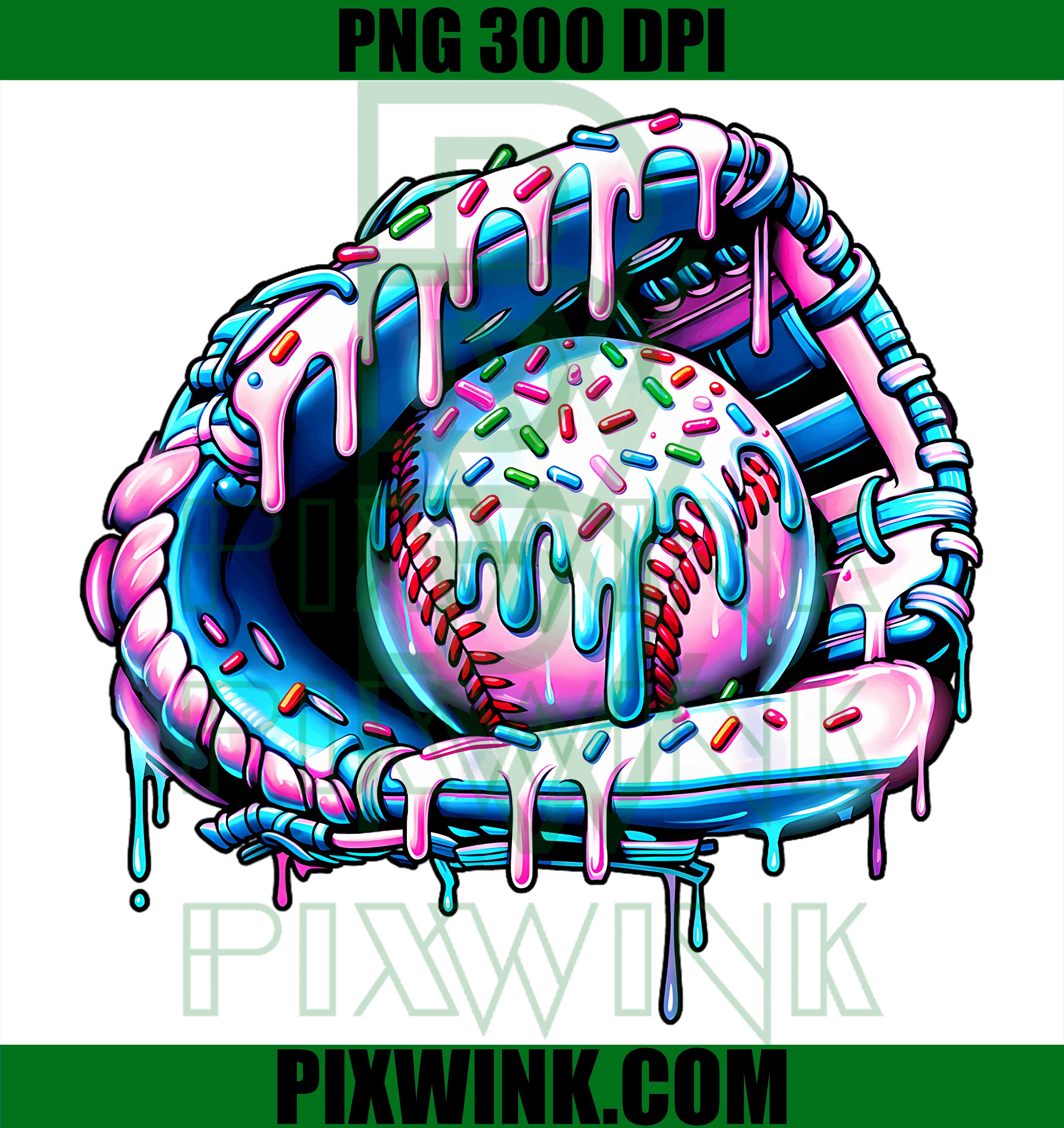 Ice Cream Baseball Drip For Boys PNG, Dripping Baseball Kid Graphic PNG