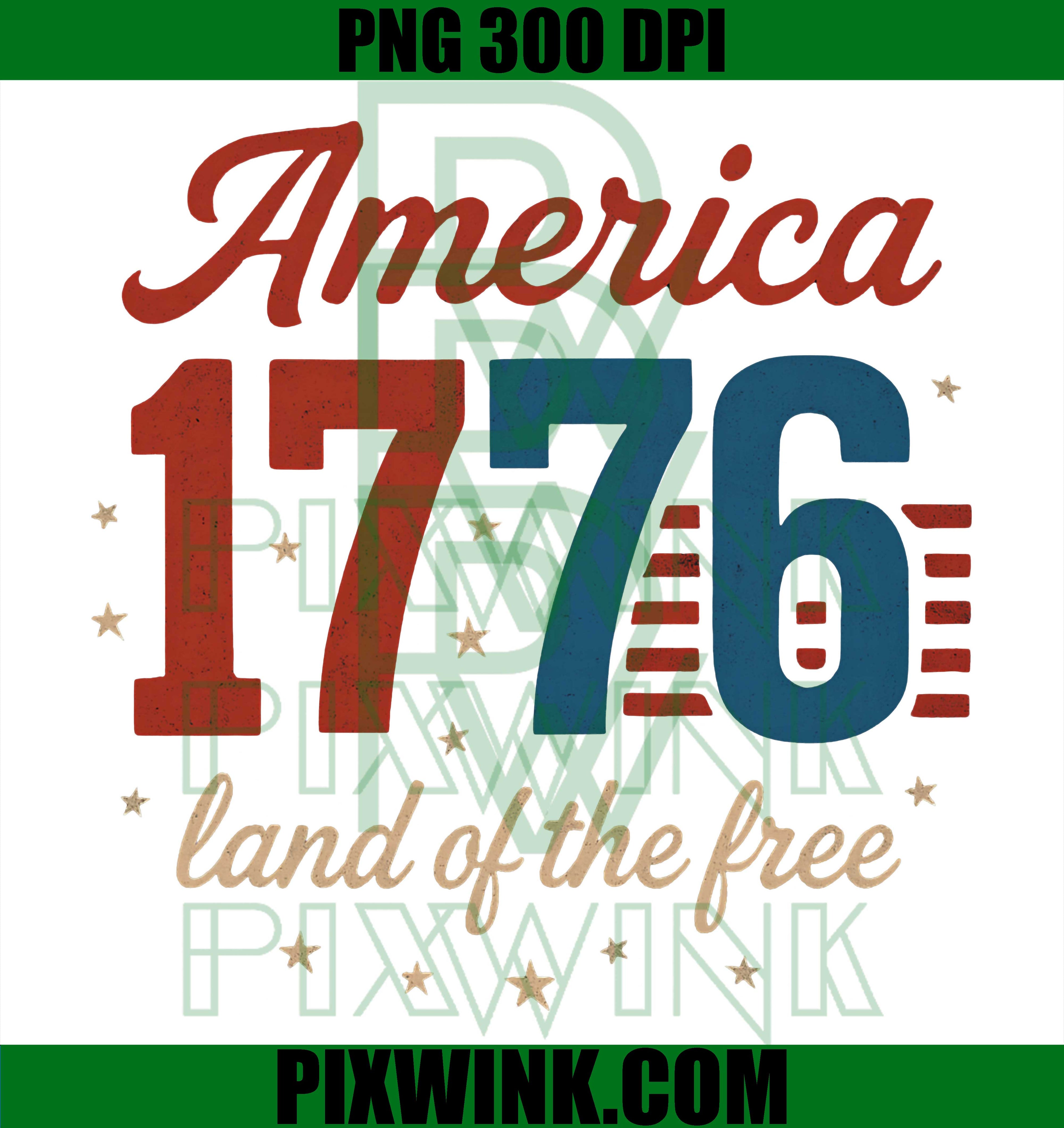 Retro America 1776 PNG, Land of the Free PNG Patriotic USA Design