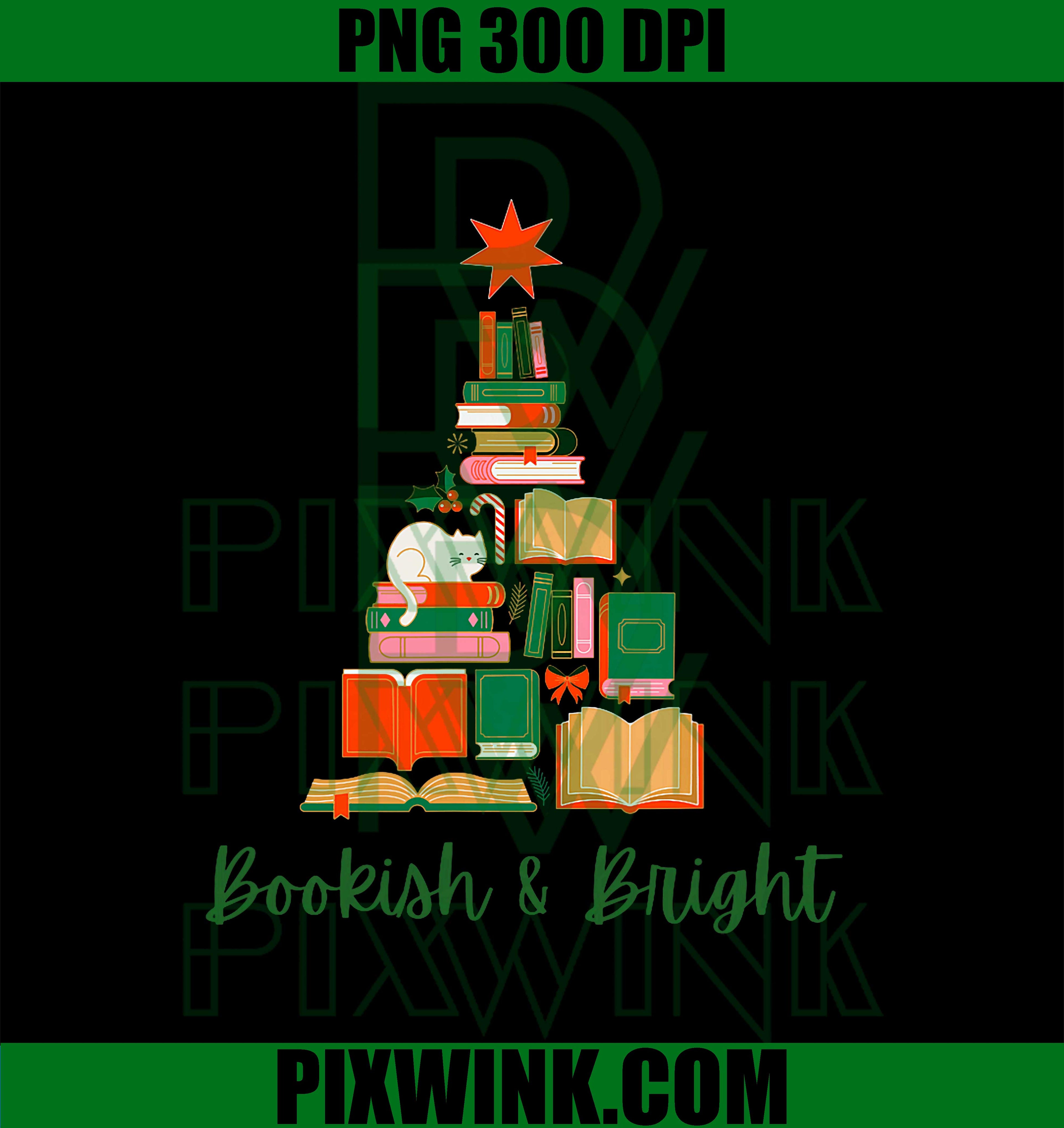 Bookish & Bright Holiday PNG, Book Christmas Tree PNG