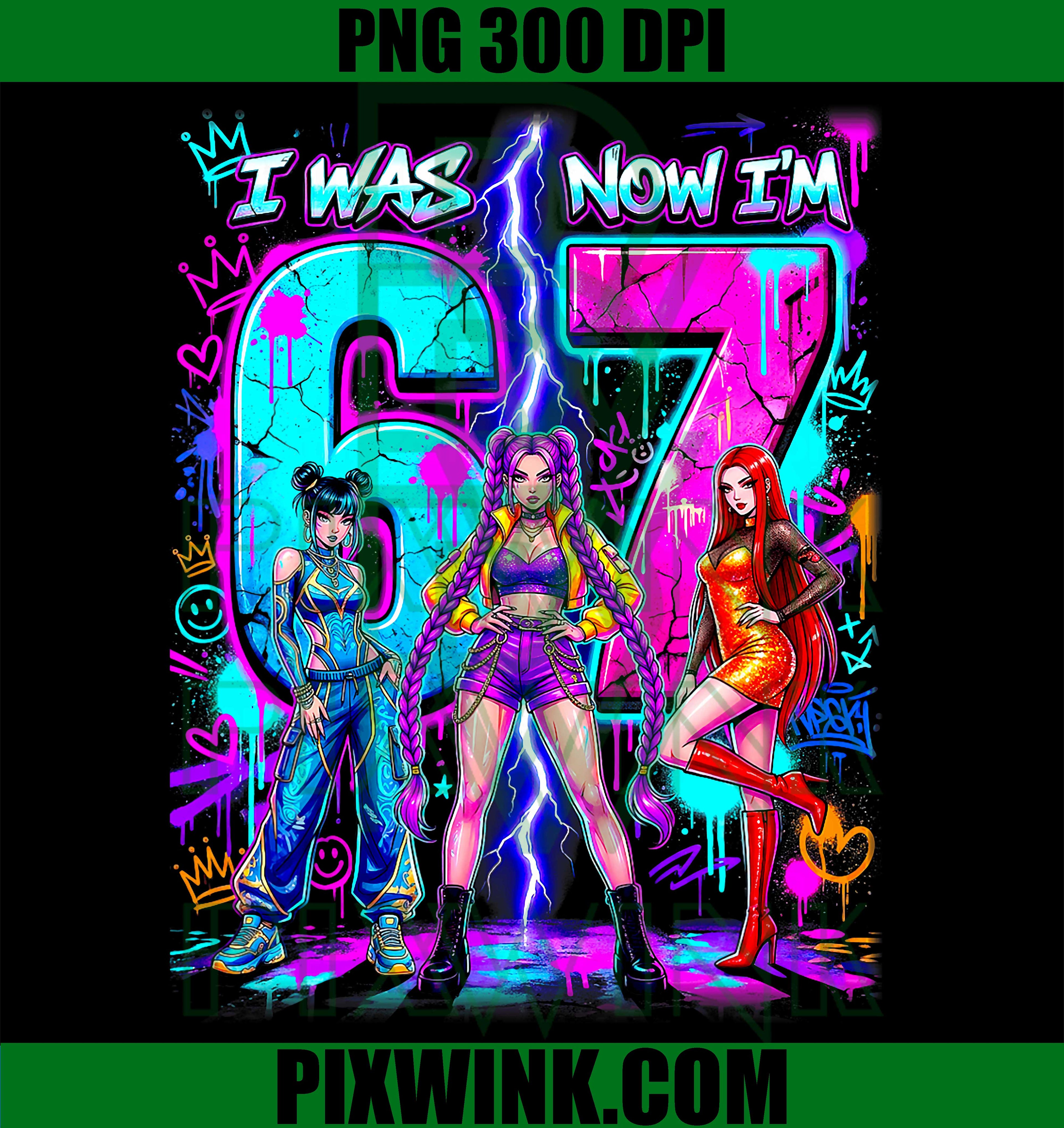7th Birthday K-pop PNG, Funny 6 to 7 Meme Birthday PNG