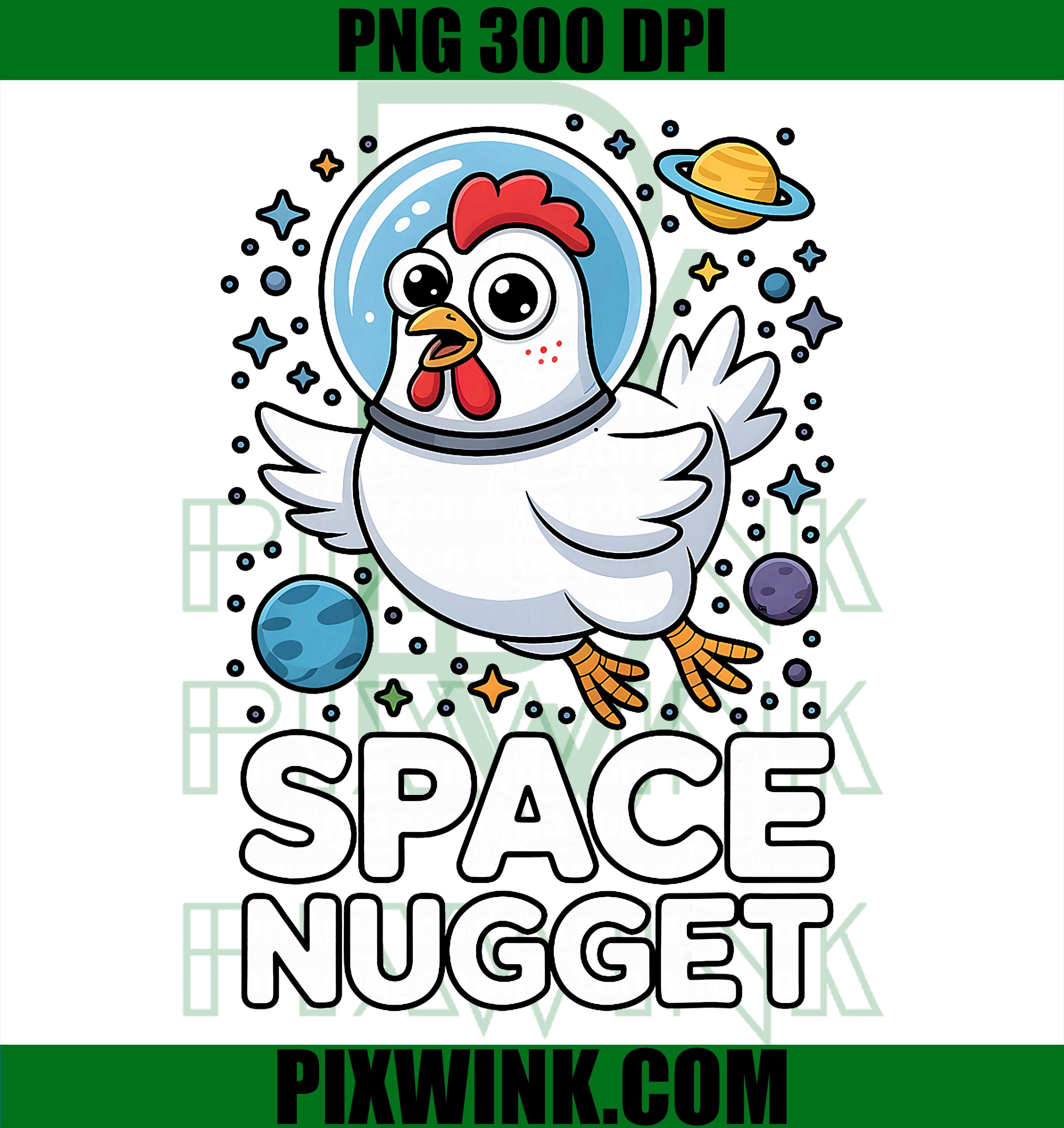 Space Nugget Astronaut Chicken PNG, Funny Space Humor Design PNG