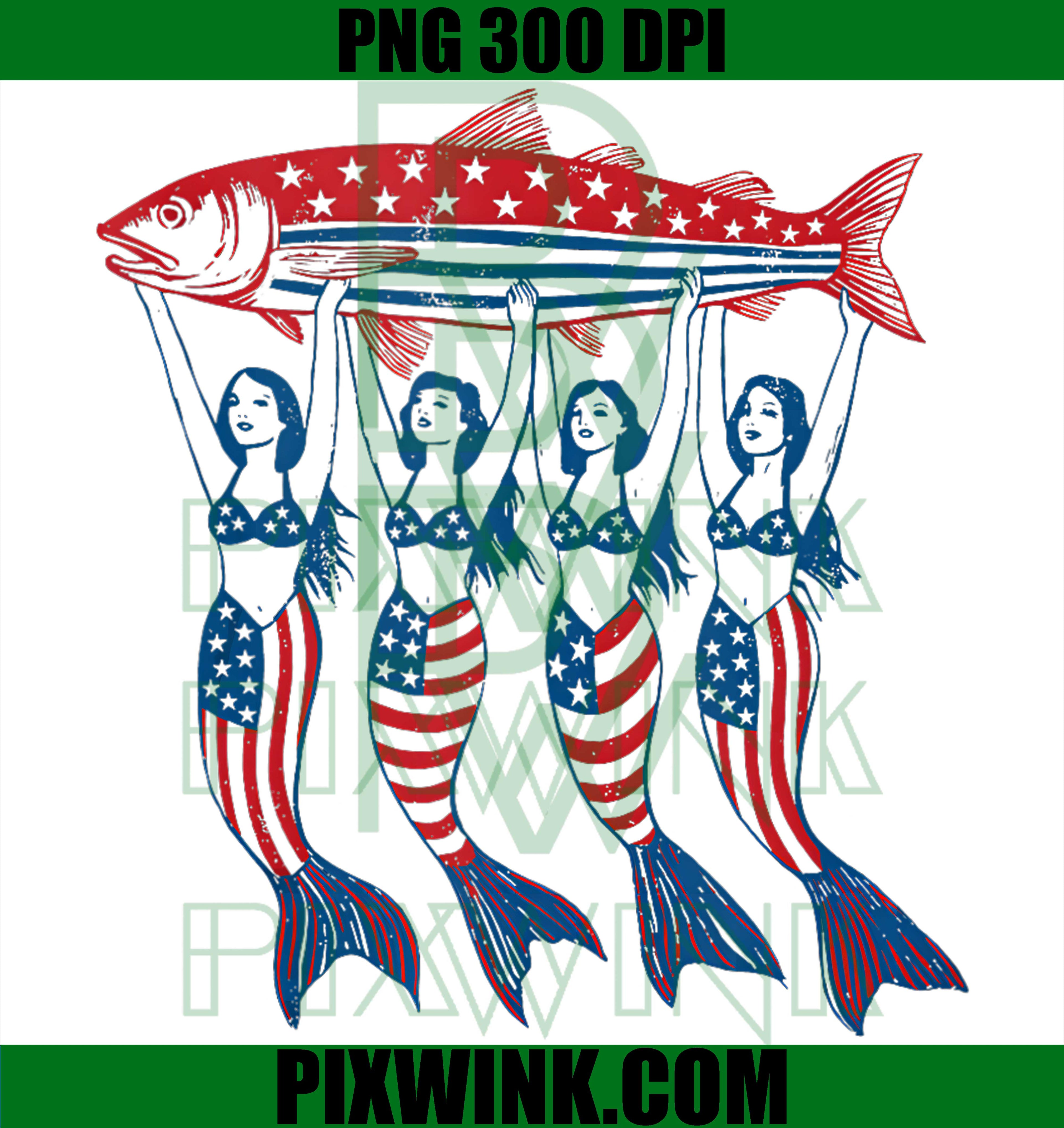 Mermaid Sardine Tinned Fish PNG, USA Patriotic 250th July 4th PNG