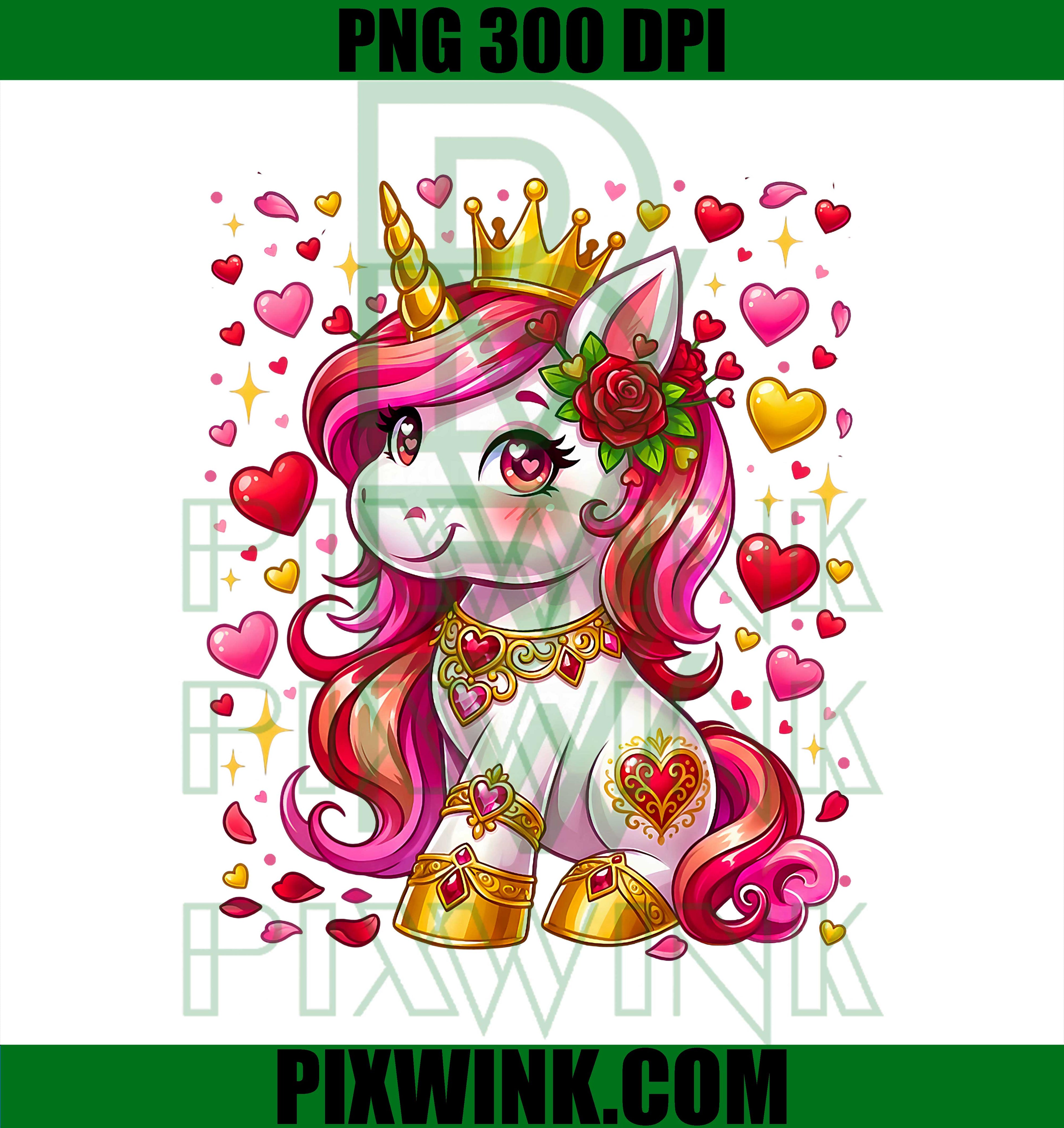 Cute Unicorn Heart Valentines Day, Girls Kids Valentine PNG