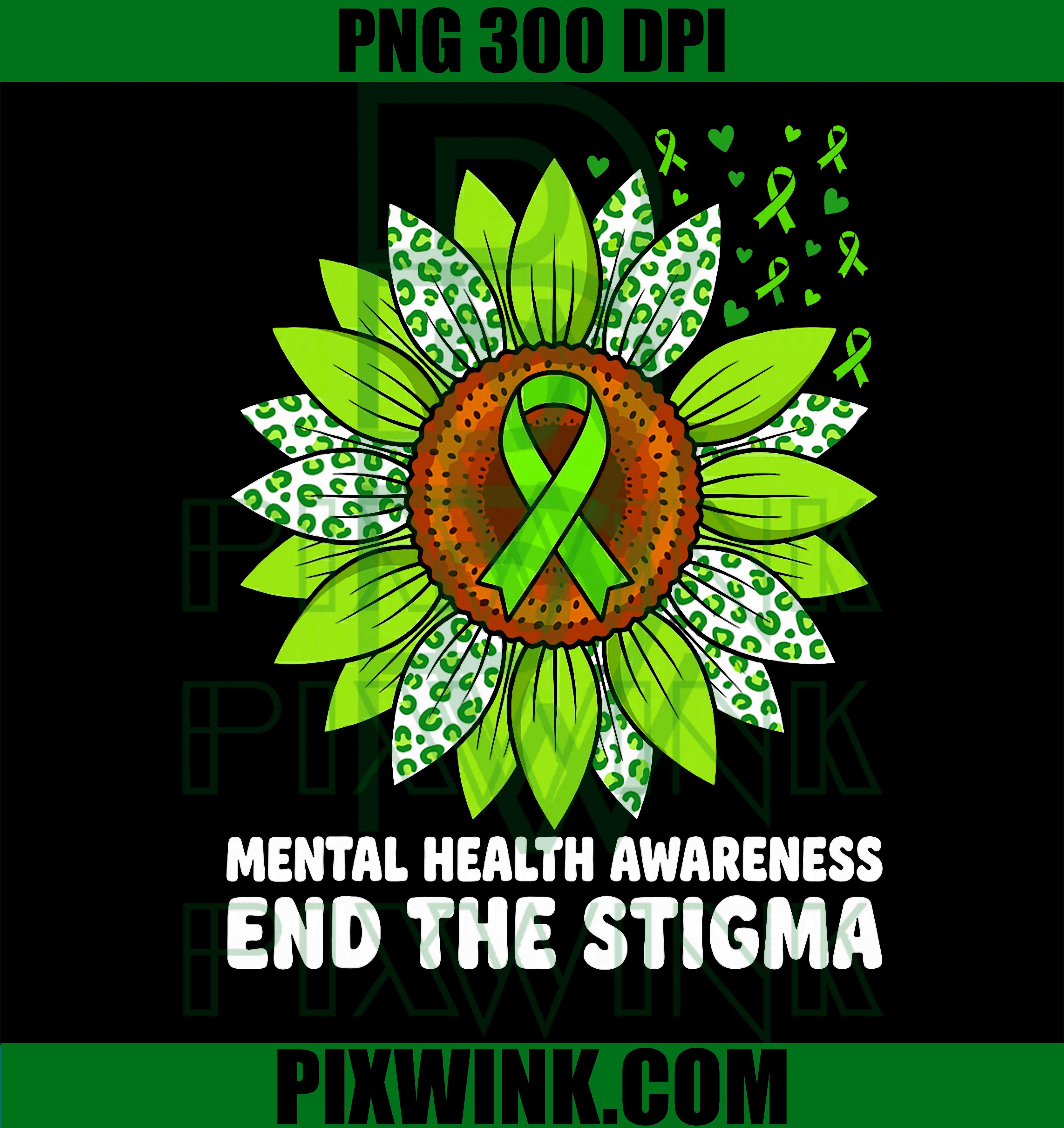 Mental Health Sunflower Ribbon PNG, End The Stigma Awareness PNG