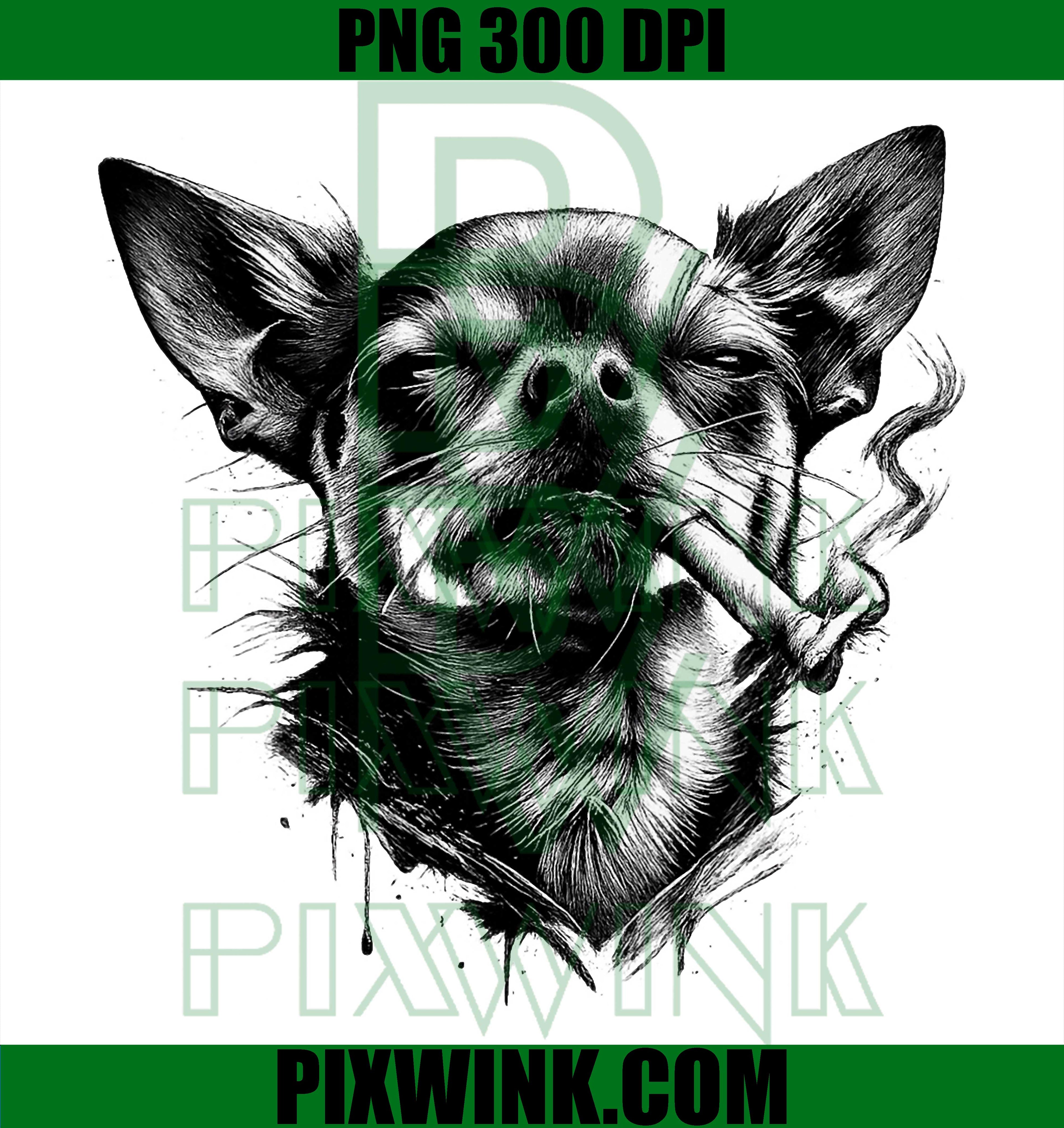 Smoking Chihuahua Dog PNG, Funny Dog Meme Graphic PNG