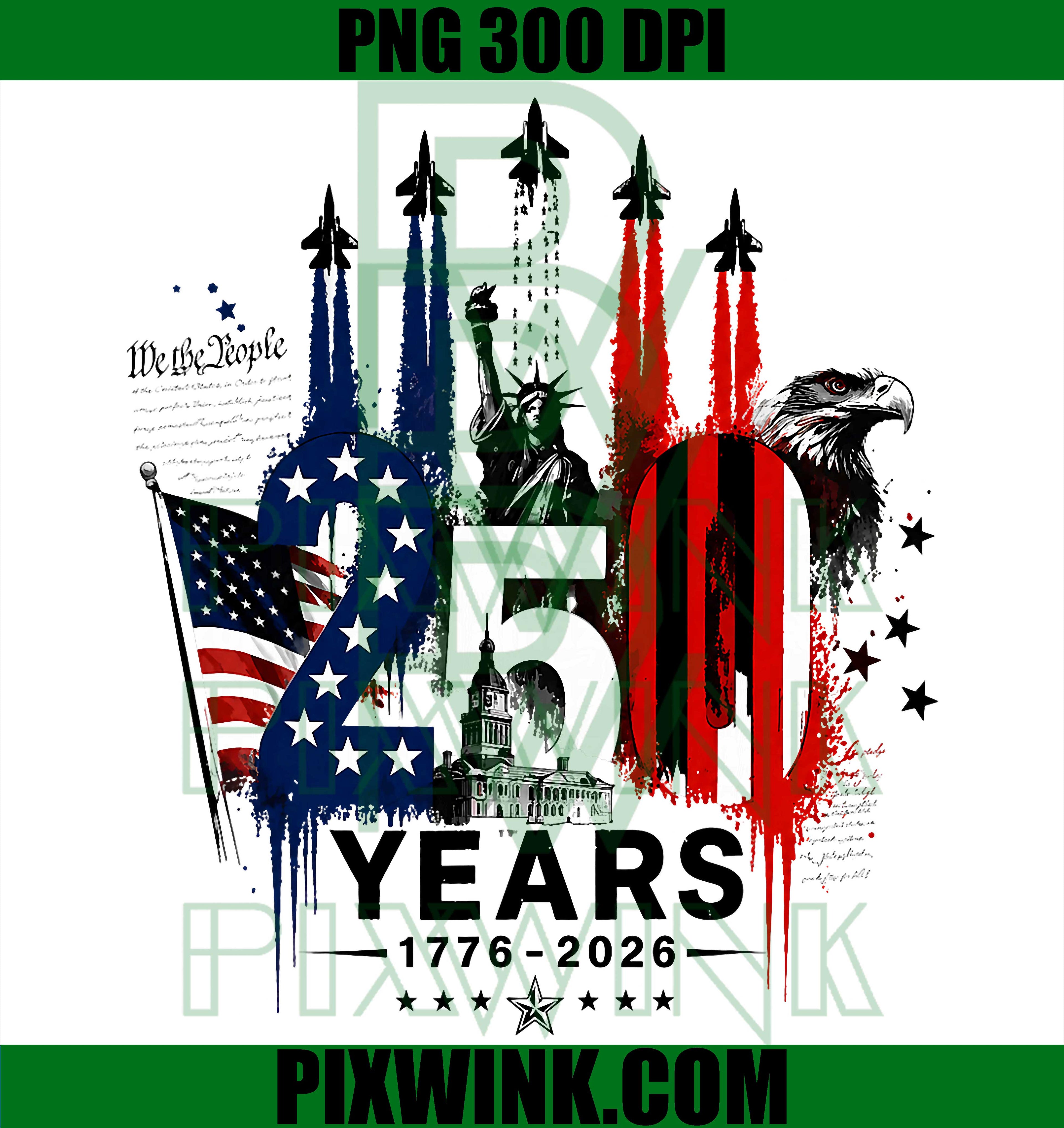 American 1776 2026 Air Force PNG, 4th Of July 250 Years Freedom PNG