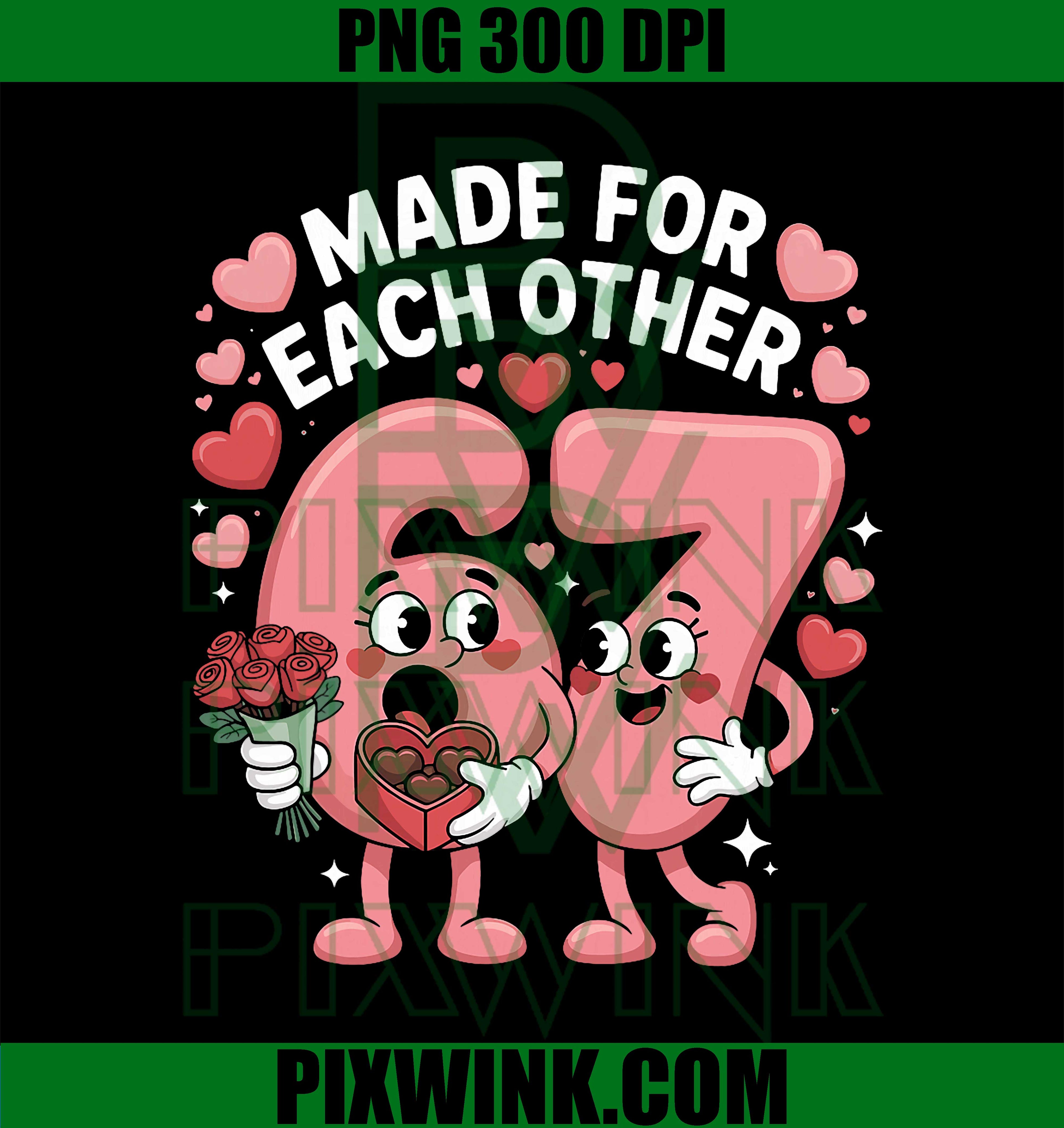 Made for Each Other 6 7 Cute Valentine’s Couple Design PNG