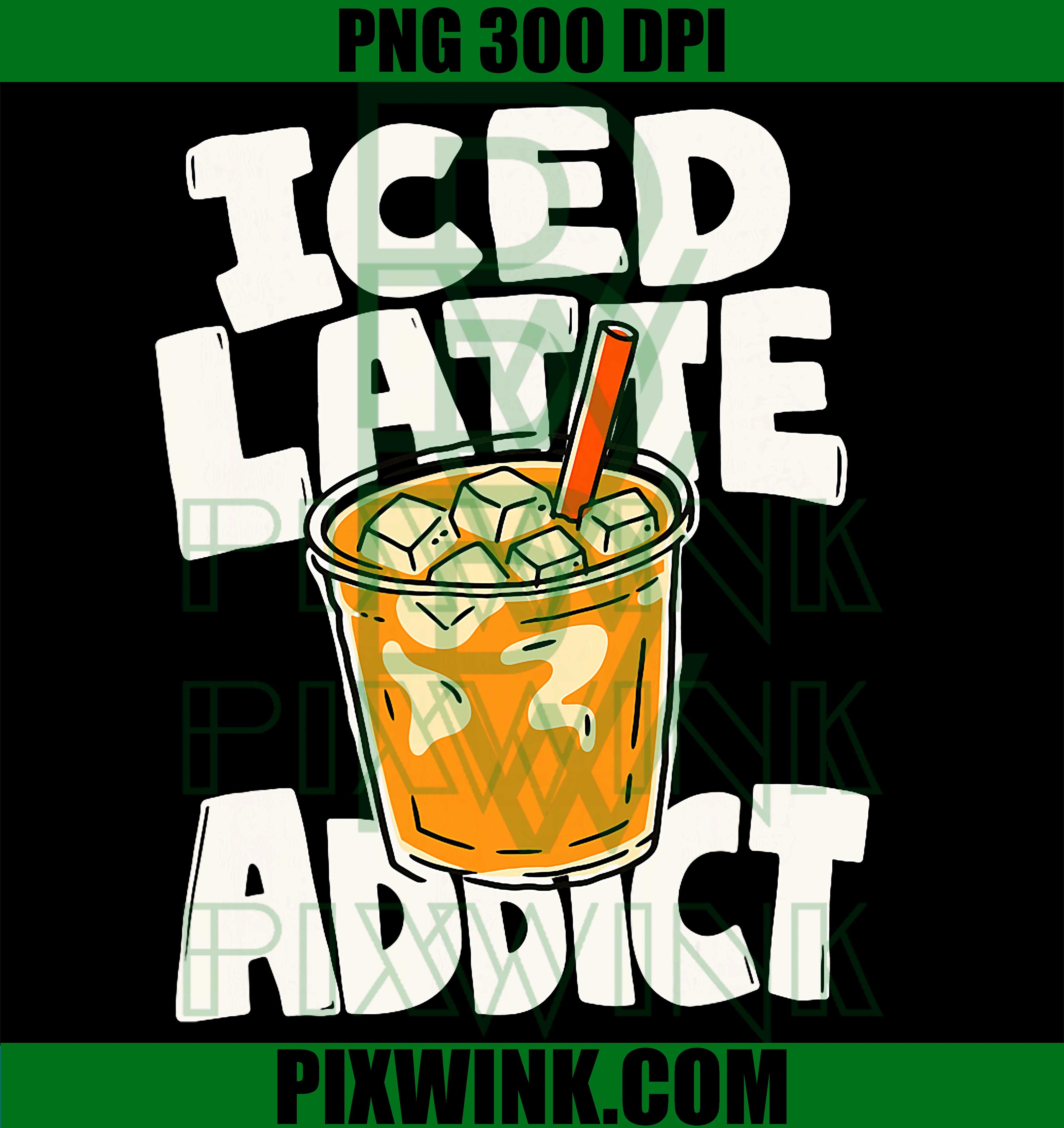 Iced Latte Lover PNG, Retro Coffee Drink Graphic PNG