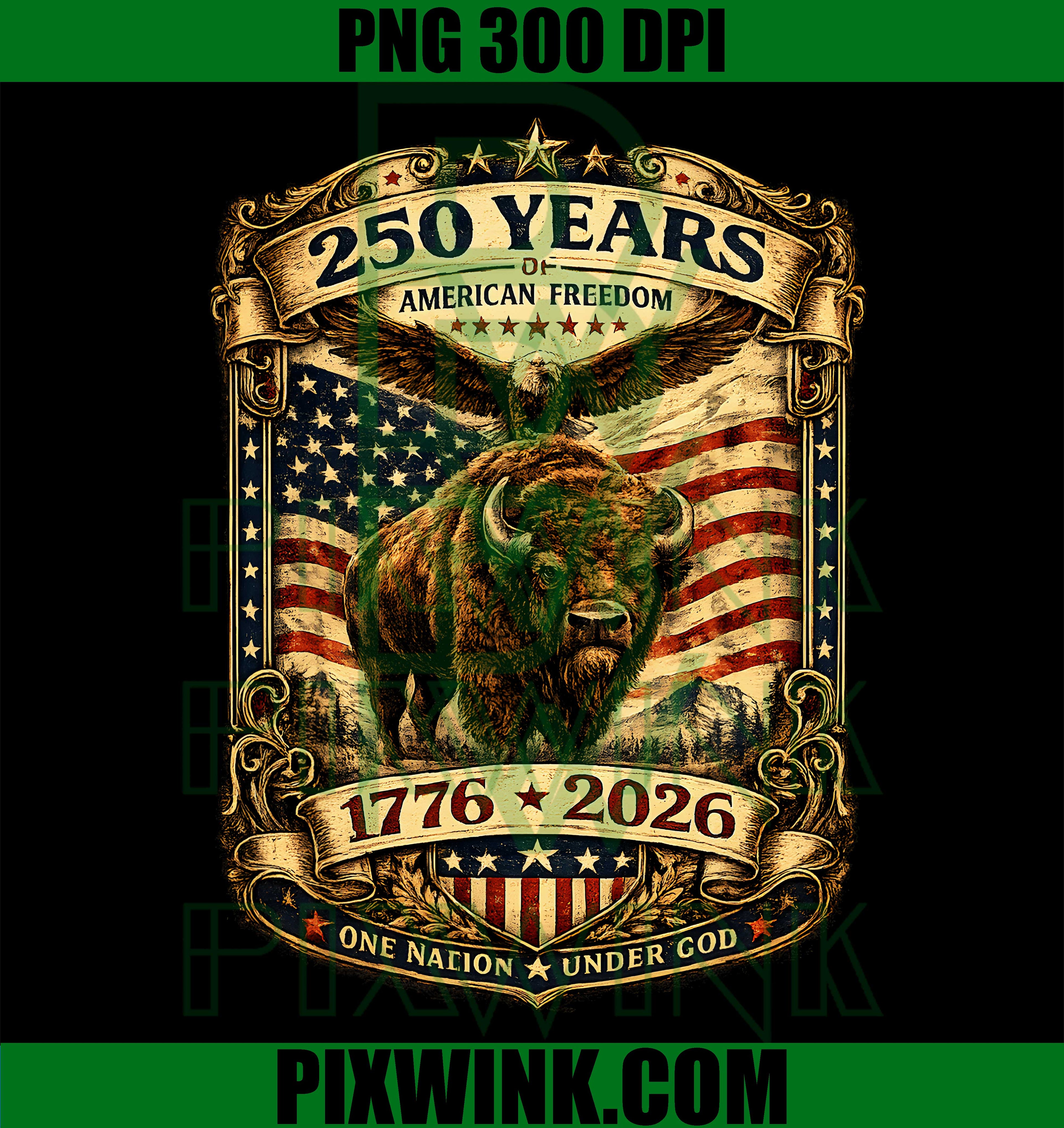 Bison Heritage PNG, 250 Years USA Flag PNG, 1776 2026 July 4 PNG