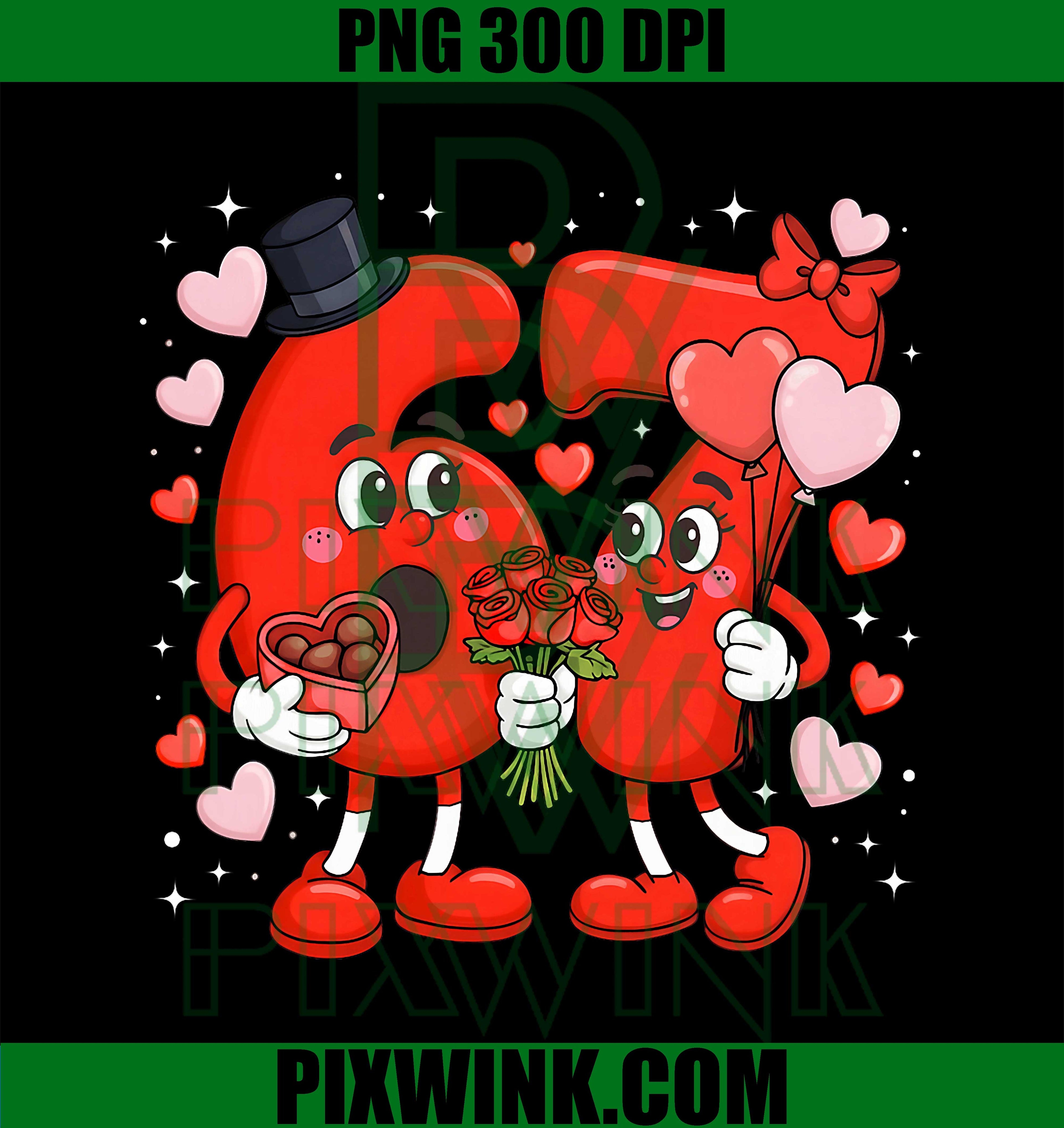 Valentine 67 Meme PNG, Funny Six Seven Love Hearts Flowers PNG
