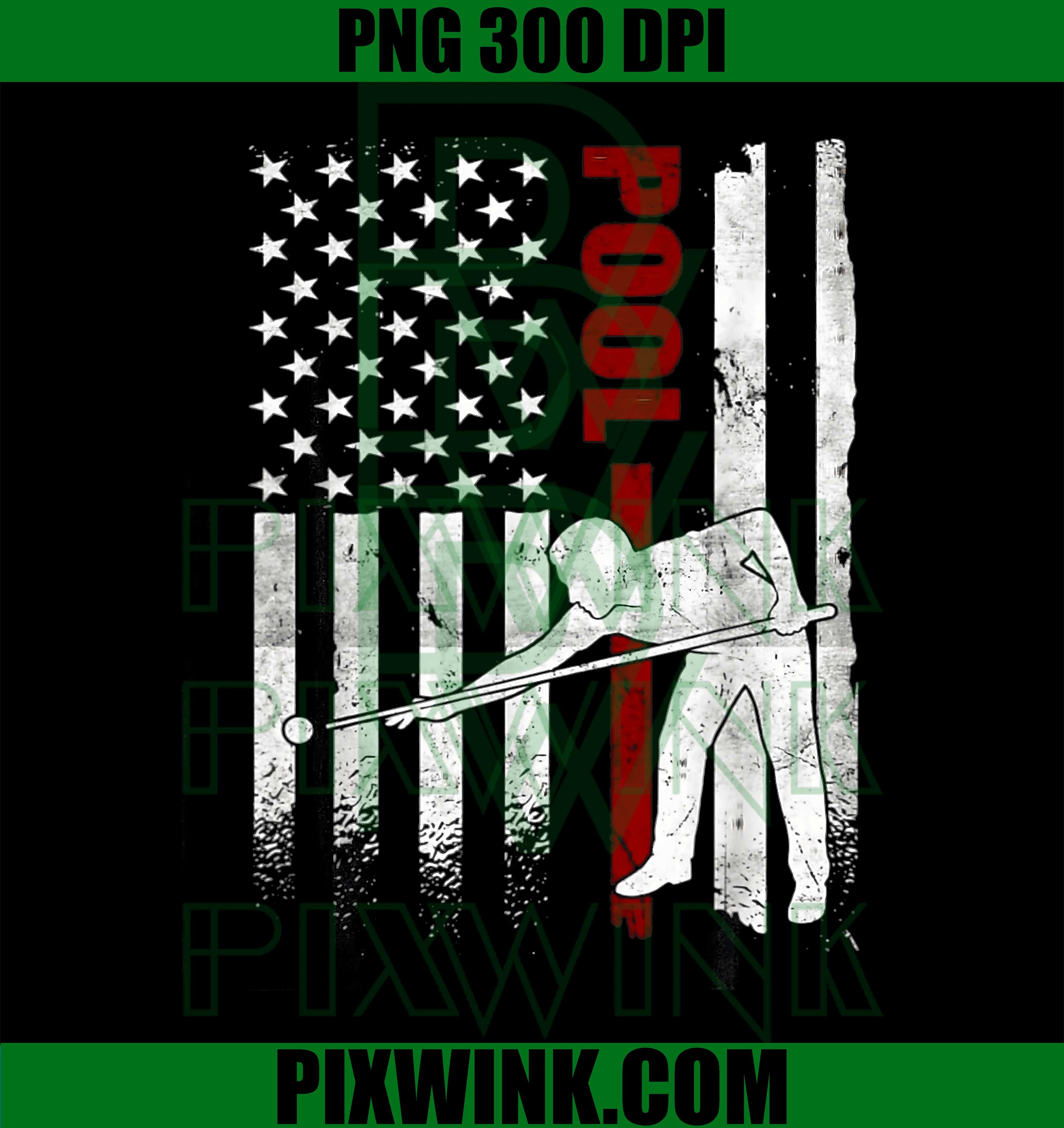 American Flag PNG, Pool Billiards PNG, Patriotic USA Design PNG