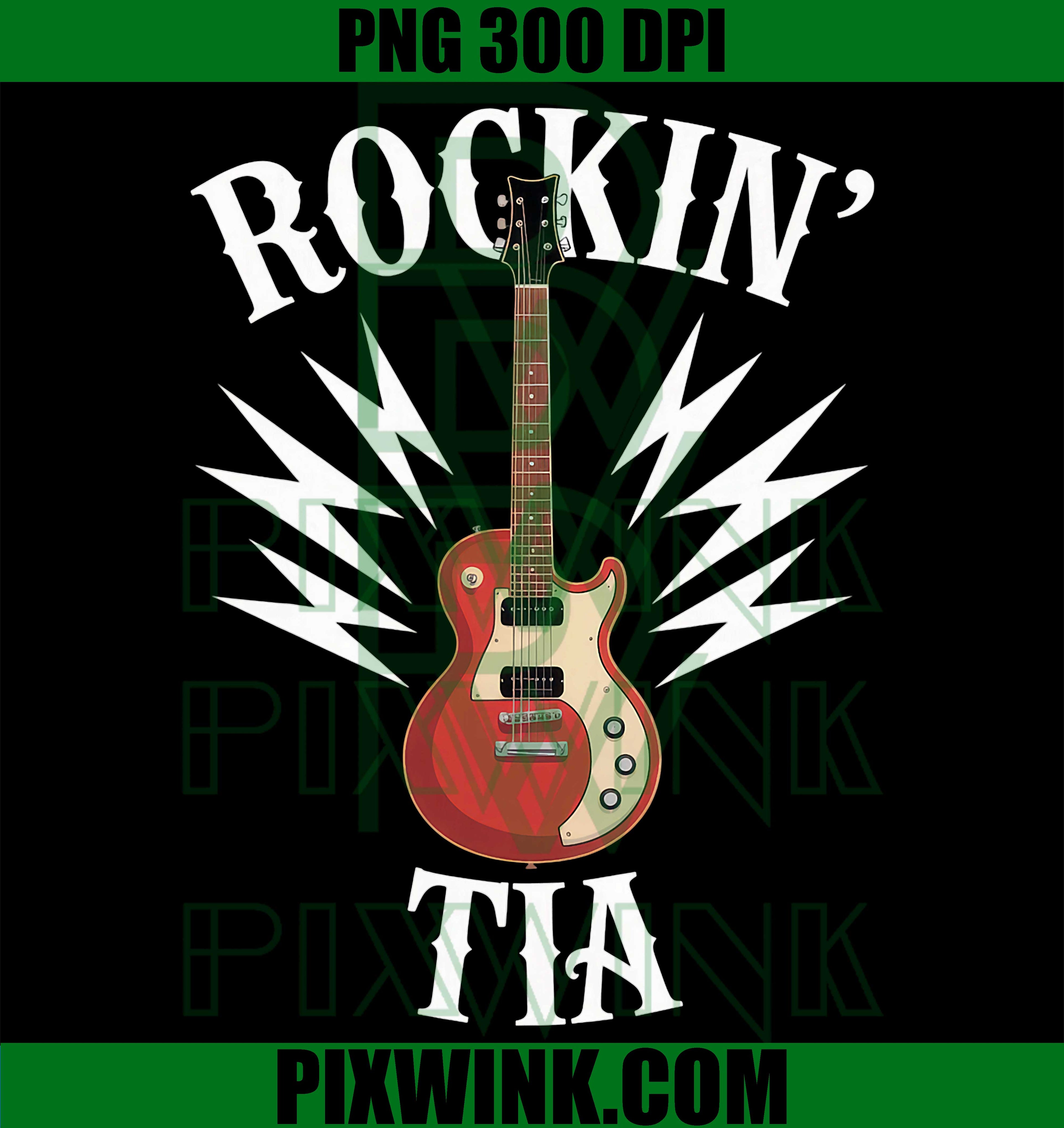 Rockin Tia Guitar Music PNG, Funny Latina Aunt Retro Family Design