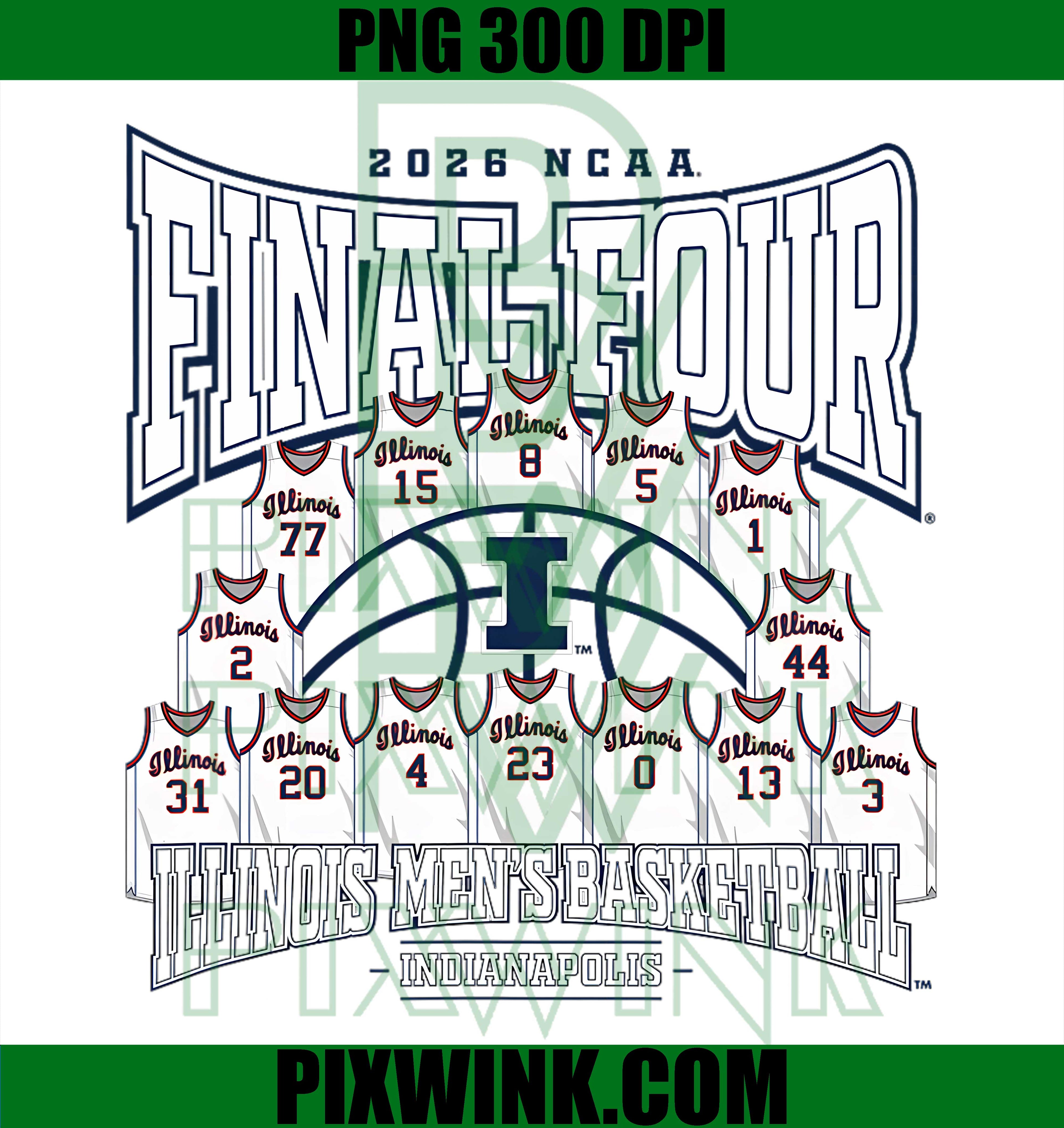 Illinois Men's Basketball Final Four PNG, March Madness College Style PNG