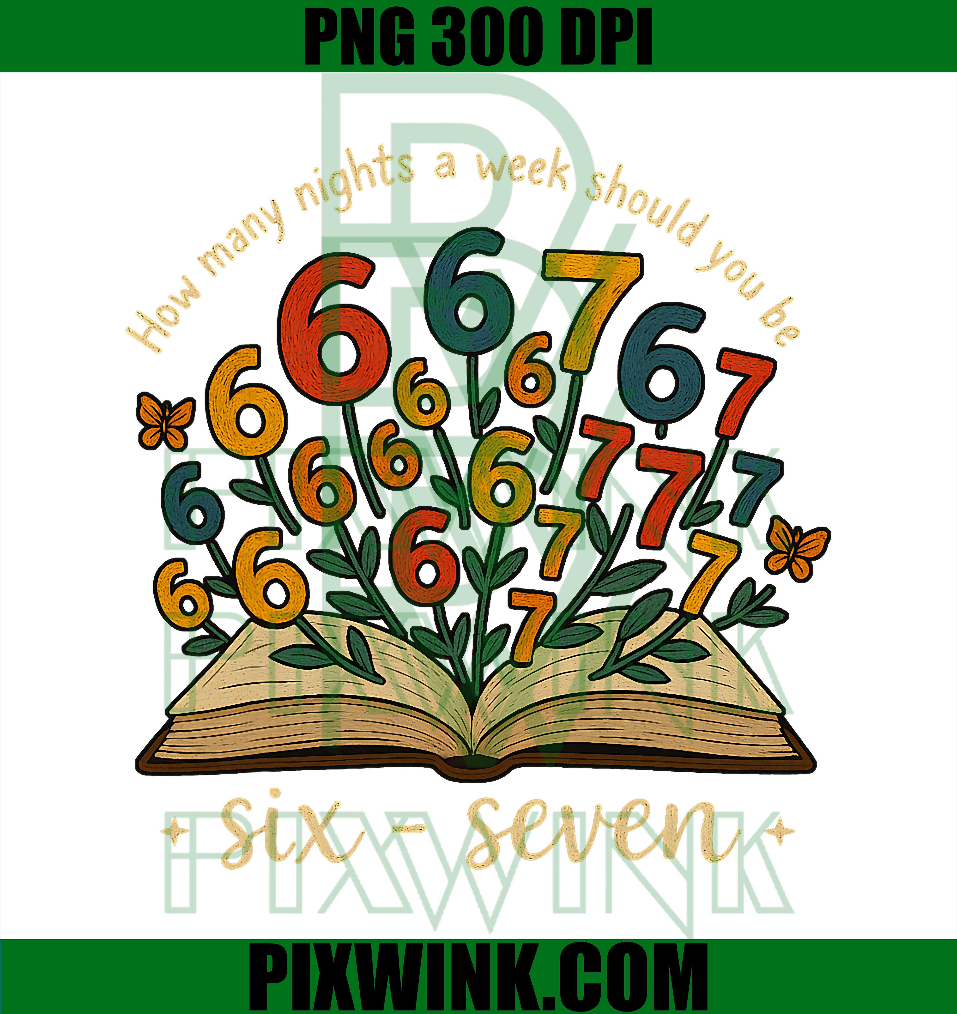 Bookish Humor Read 6 to 7 Nights a Week Vintage Style PNG